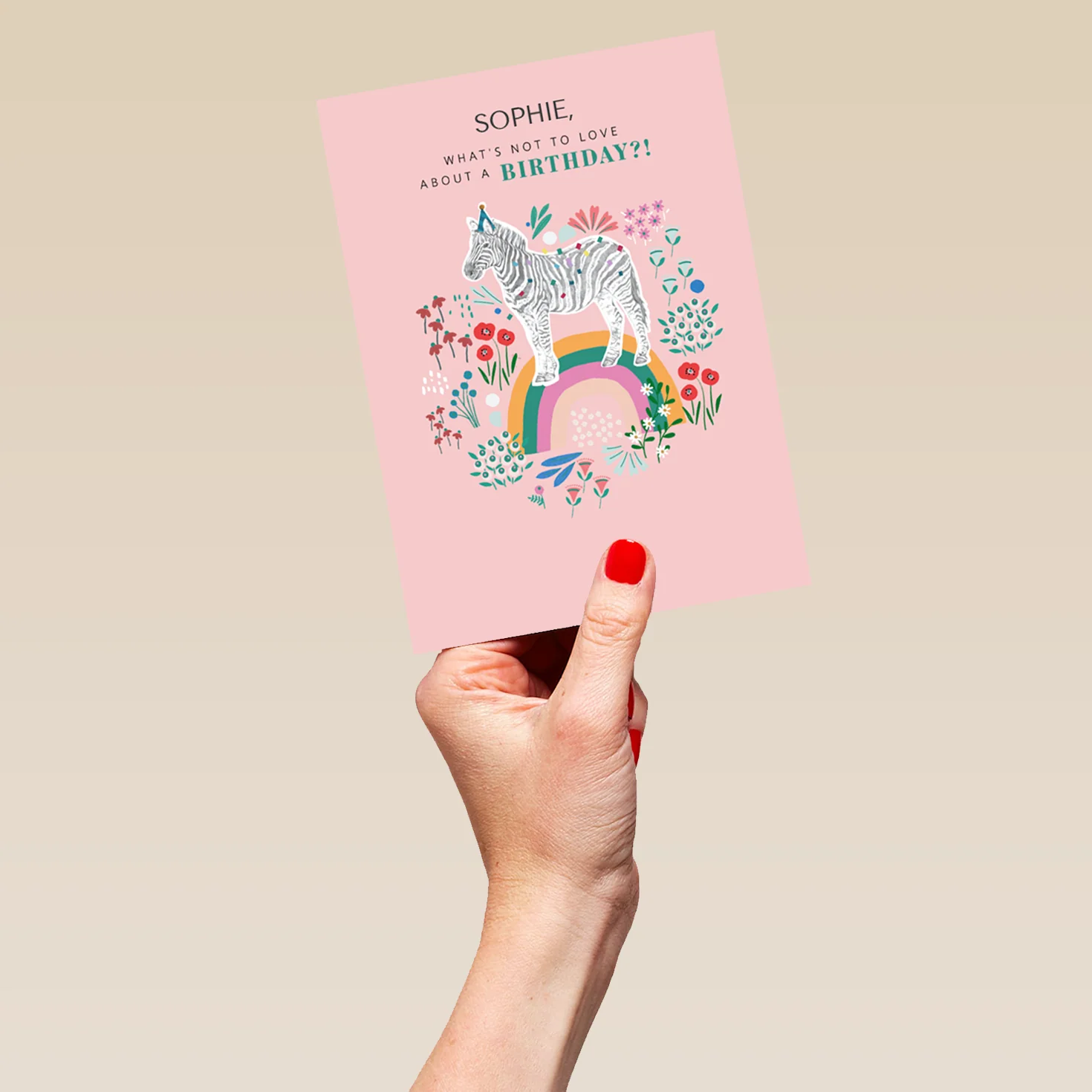 Personalised Quirky Zebra Rainbow Birthday Card - Image 5