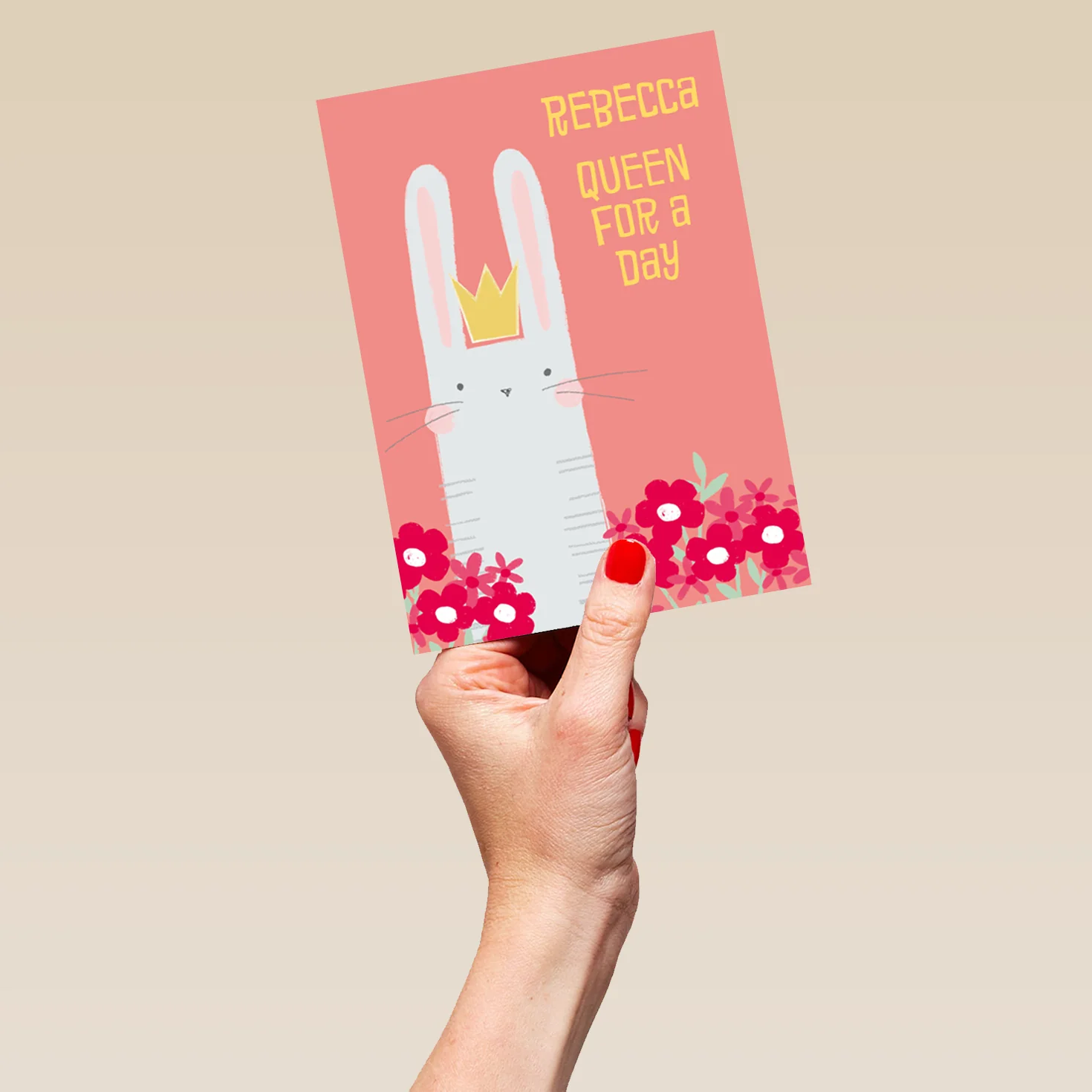 Personalised Rabbit Flowers Queen Sister Card - Image 5