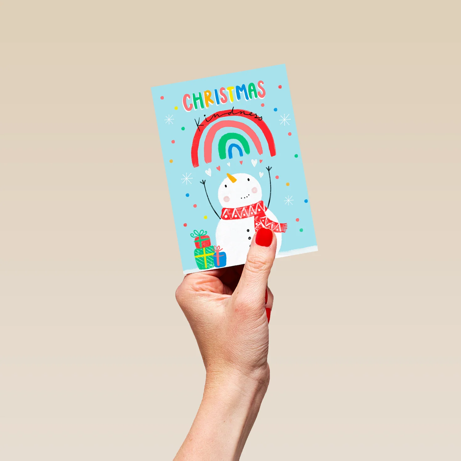 Personalised Rainbow And Snowman Christmas Card - Image 4