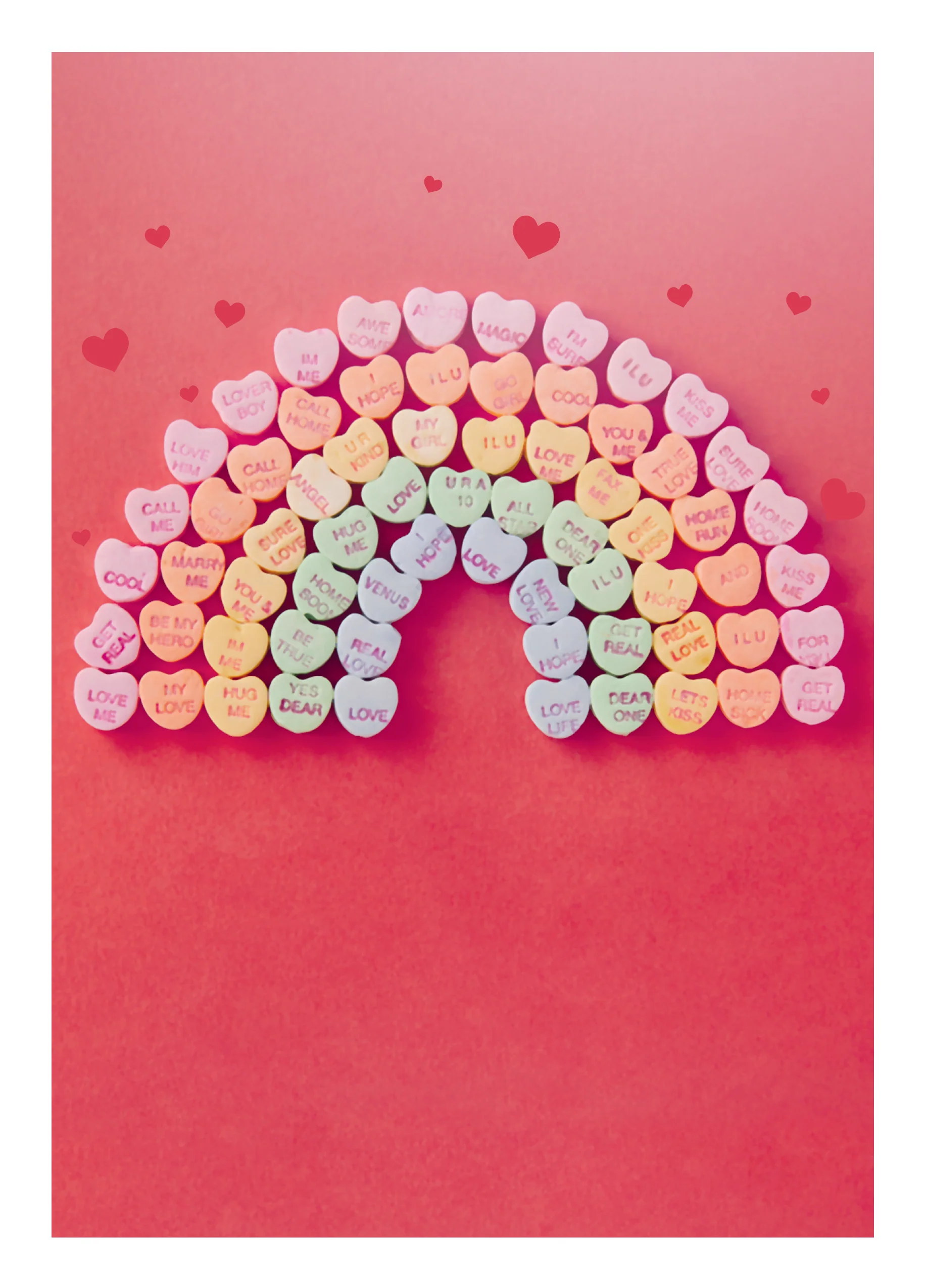 Personalised Rainbow Love Hearts Candy Valentine's Day Card