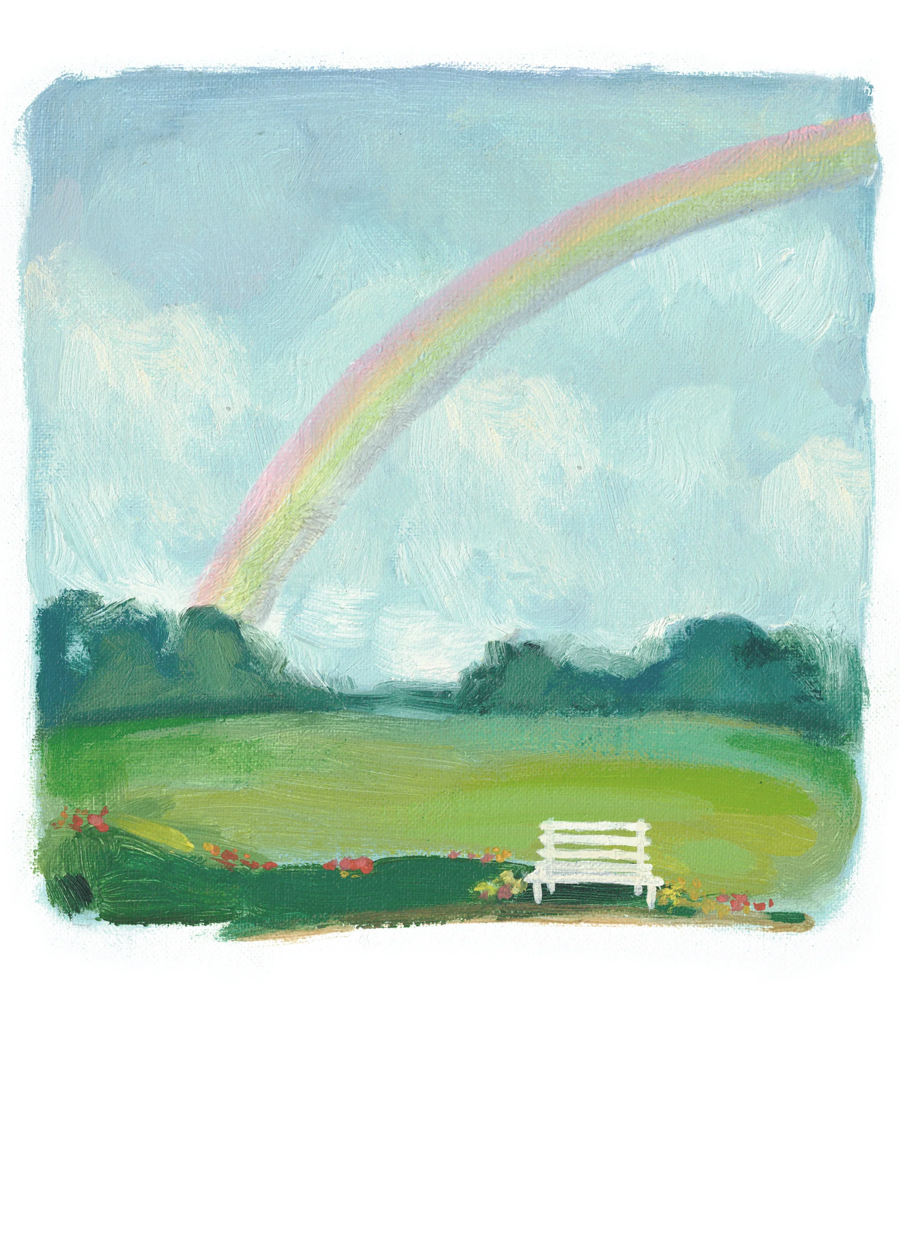 Personalised Rainbow Over Countryside Card