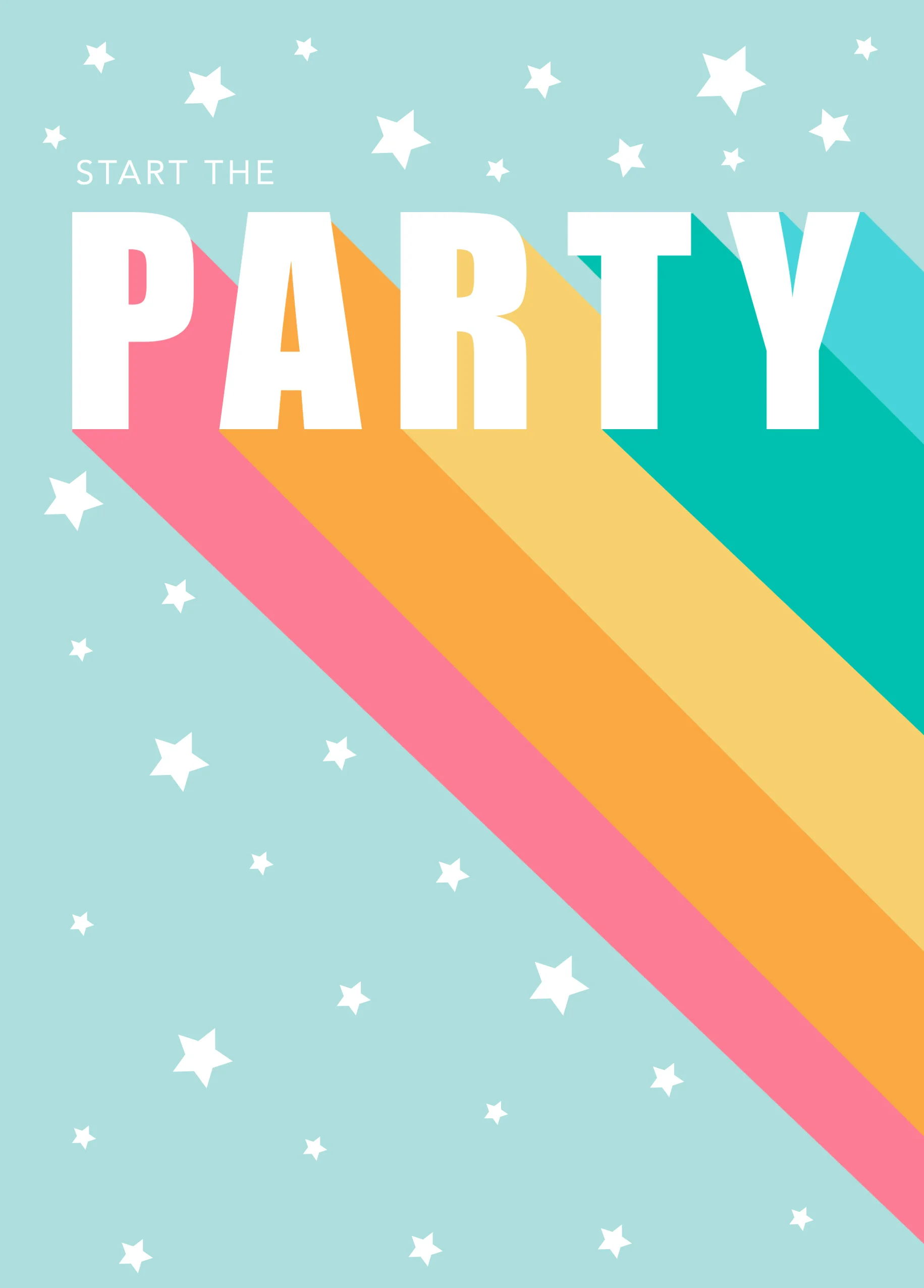 Personalised Rainbow Party Typography Birthday Card