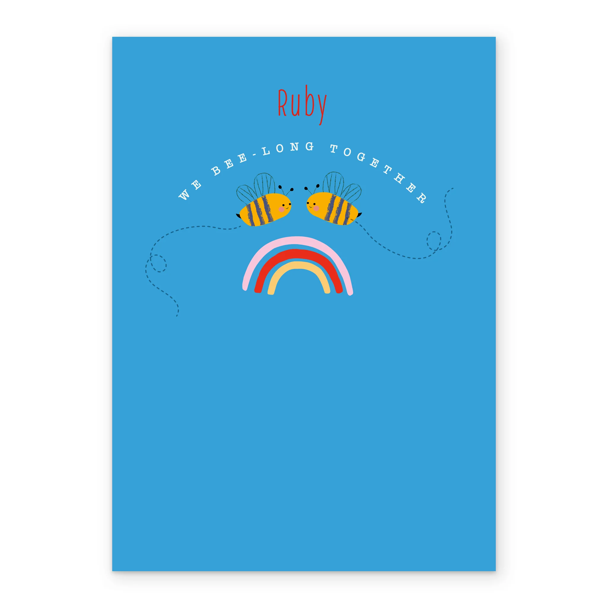 Personalised Rainbow Romance Blue Valentine's Day Card - Image 2