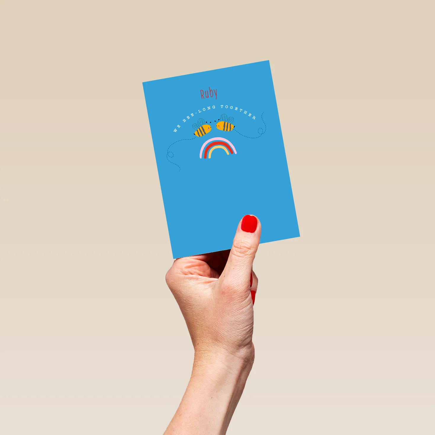 Personalised Rainbow Romance Blue Valentine's Day Card - Image 4
