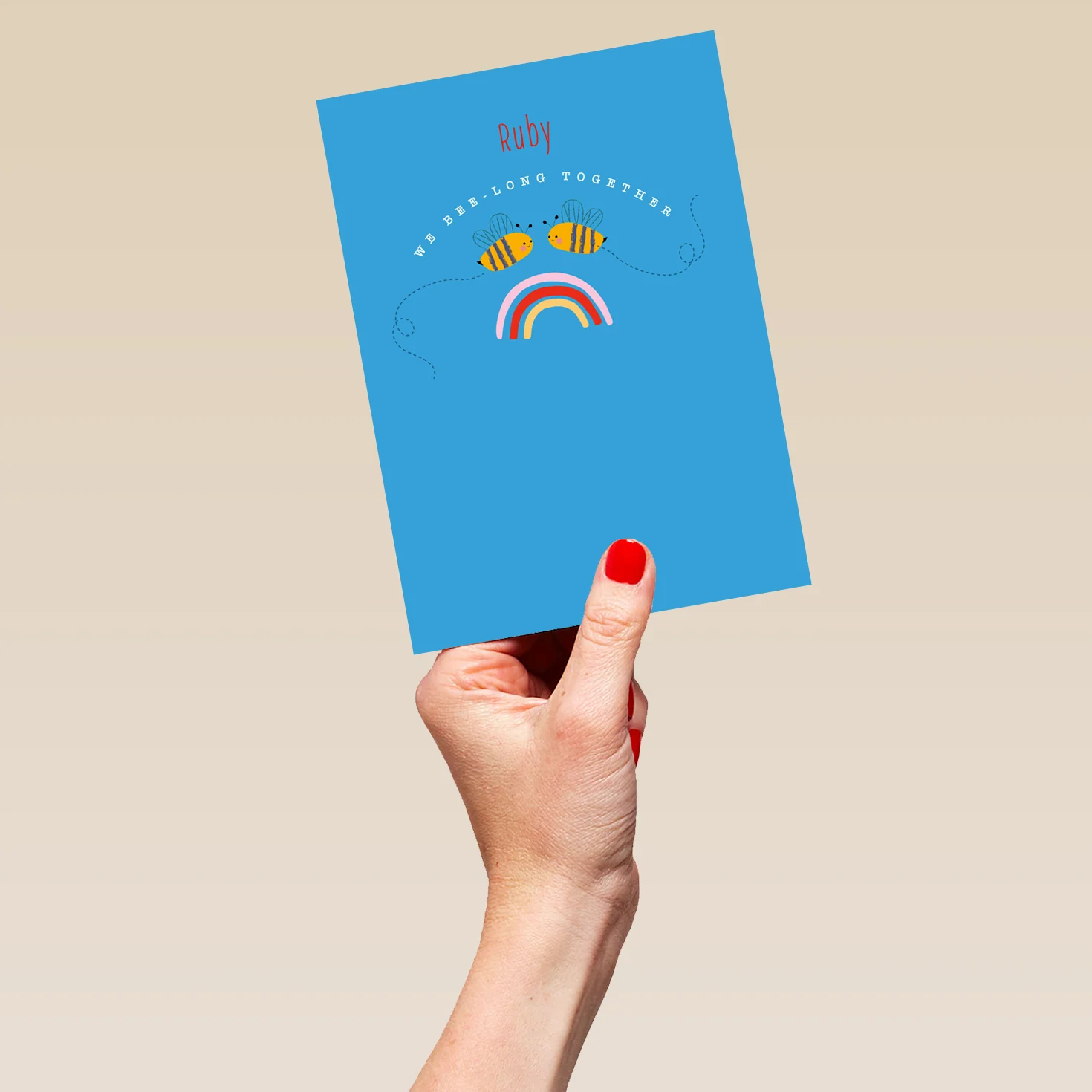 Personalised Rainbow Romance Blue Valentine's Day Card - Image 5