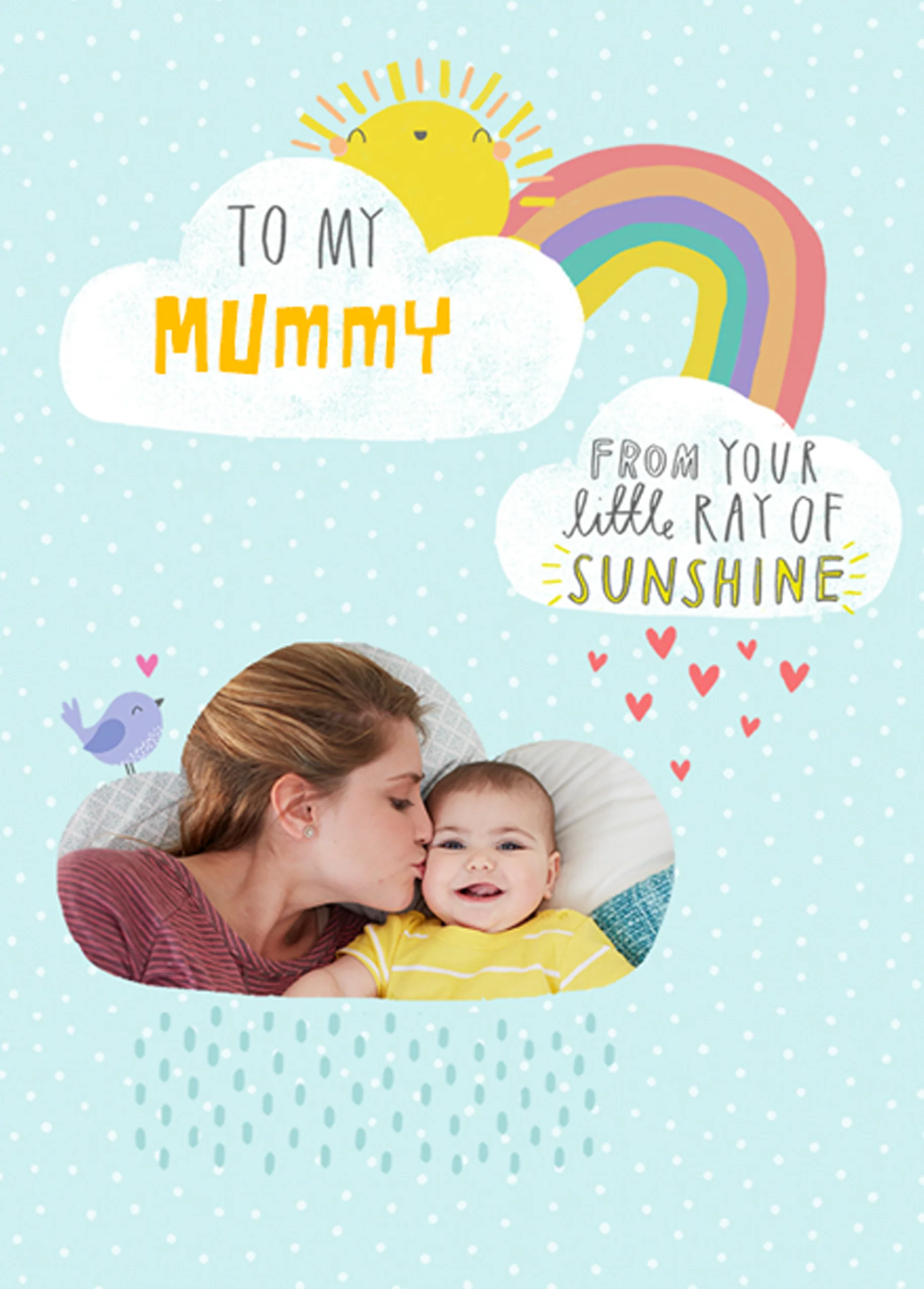 Personalised Rainbow Sunshine Design Photo Card For Mummy