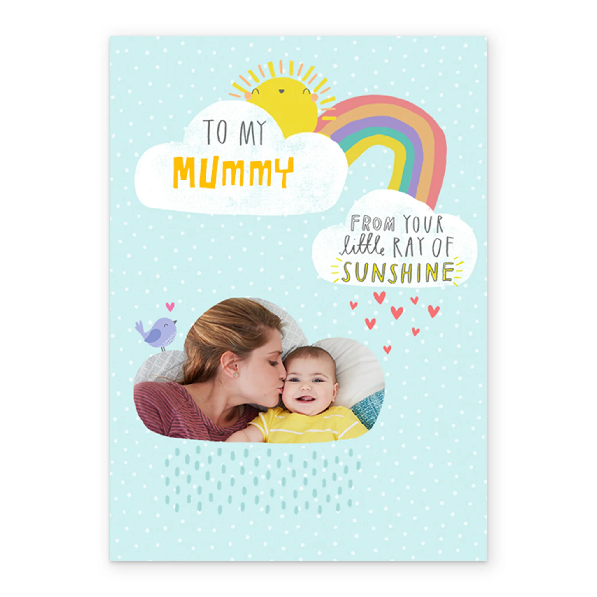 Personalised Rainbow Sunshine Design Photo Card For Mummy - Image 2