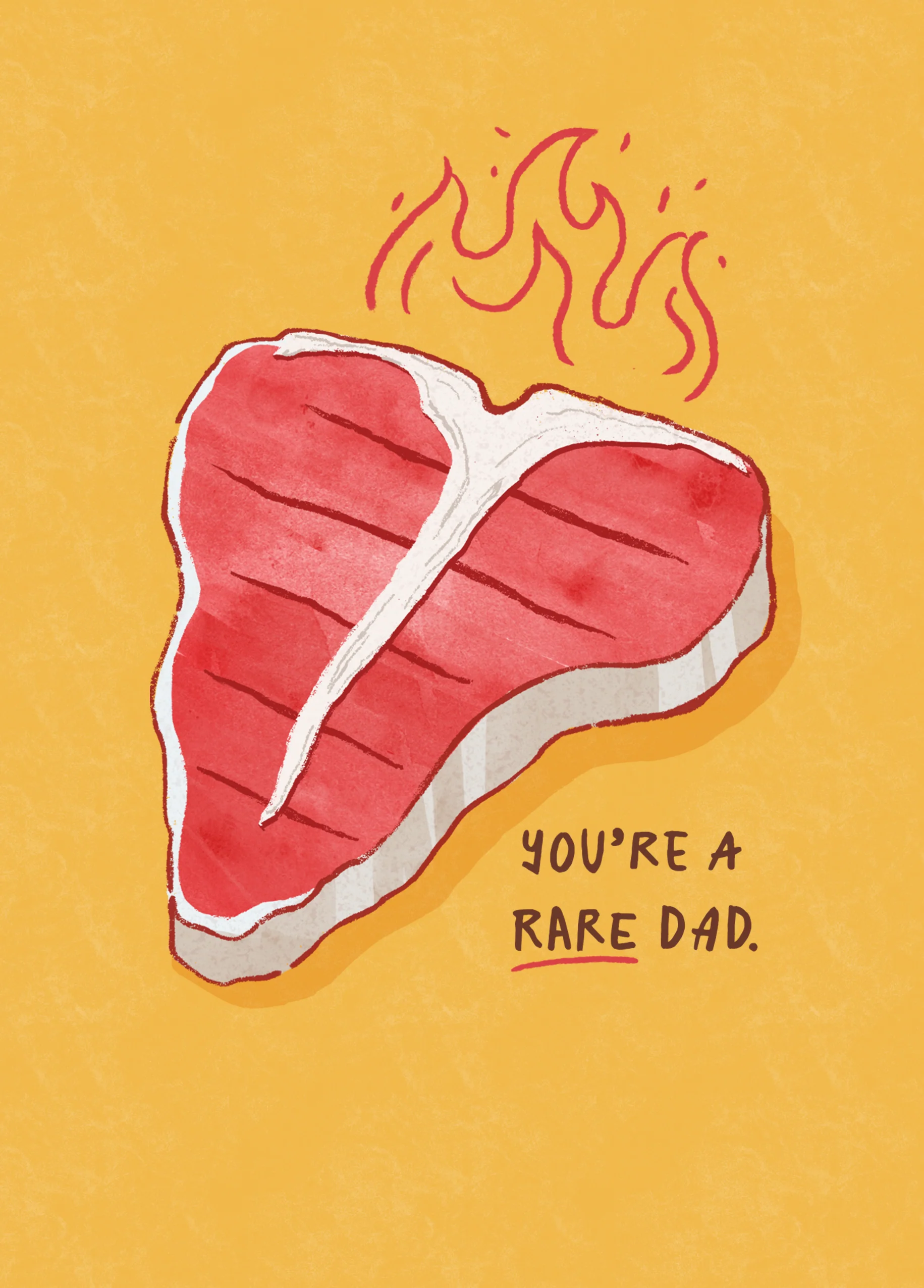 Personalised 'Rare' Steak Design Father's Day Card for Dad