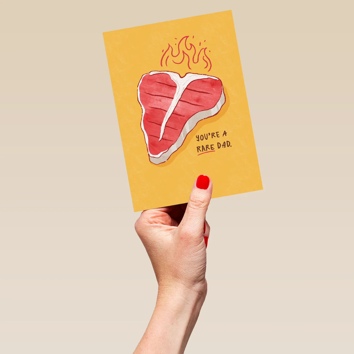 Personalised 'Rare' Steak Design Father's Day Card for Dad - Image 5