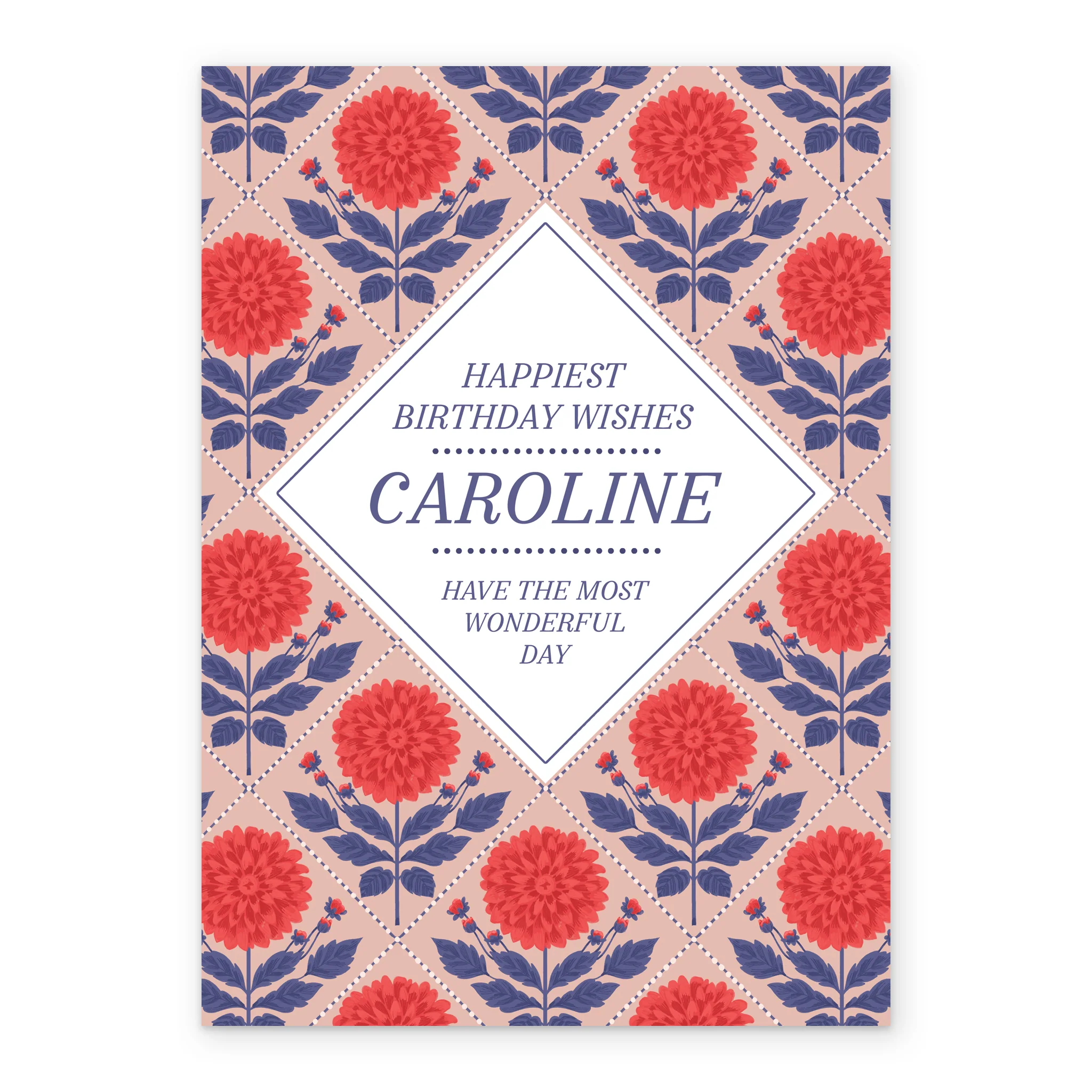 Personalised 'Red and Blue Florals' Birthday Card For Her - Image 2