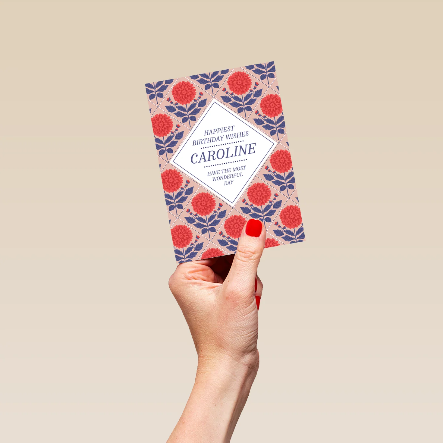 Personalised 'Red and Blue Florals' Birthday Card For Her - Image 4