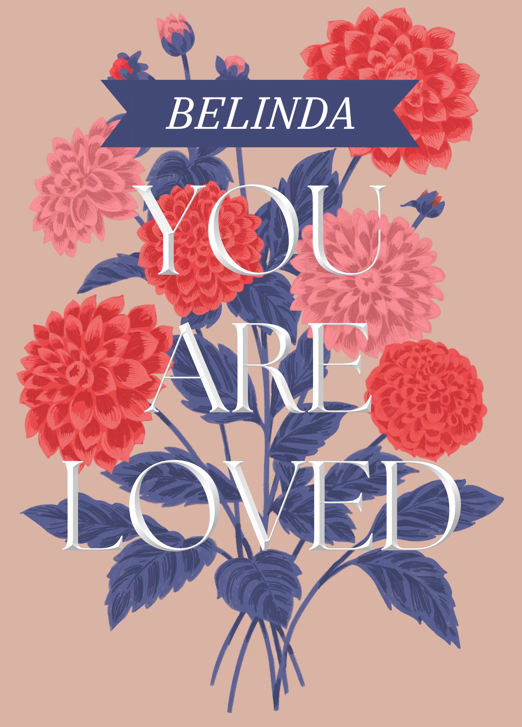 Personalised 'Red and Blue Florals' Our Anniversary Card