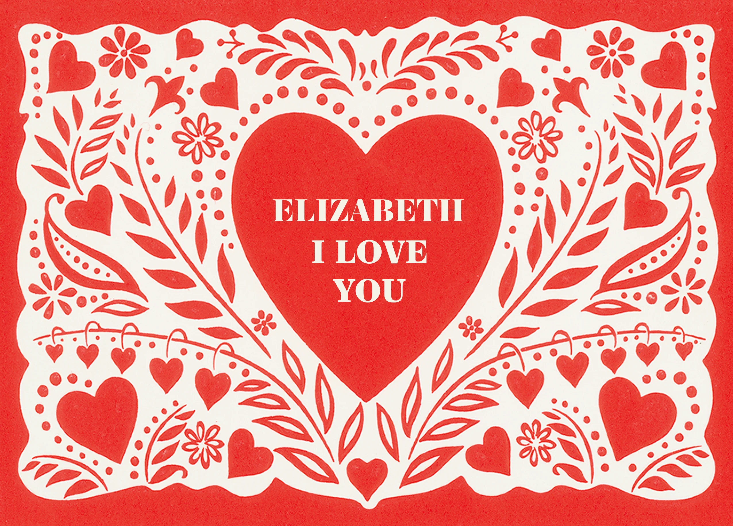 Personalised Red Heart & Florals Lacework Valentine's Day Card