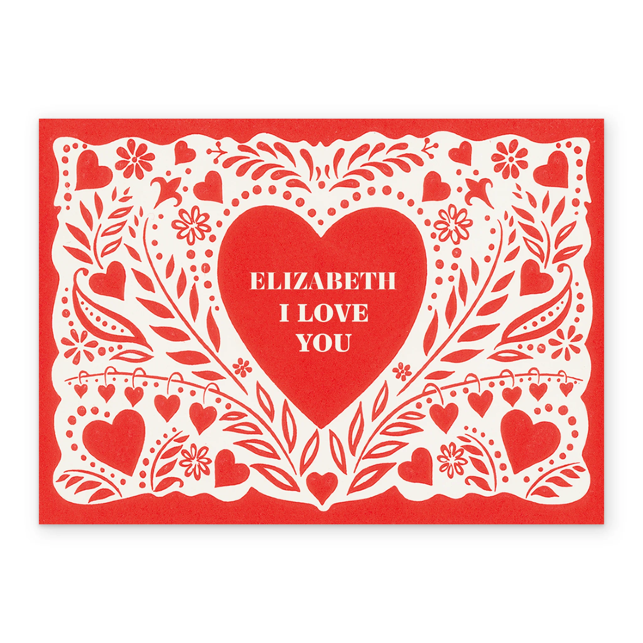 Personalised Red Heart & Florals Lacework Valentine's Day Card - Image 2