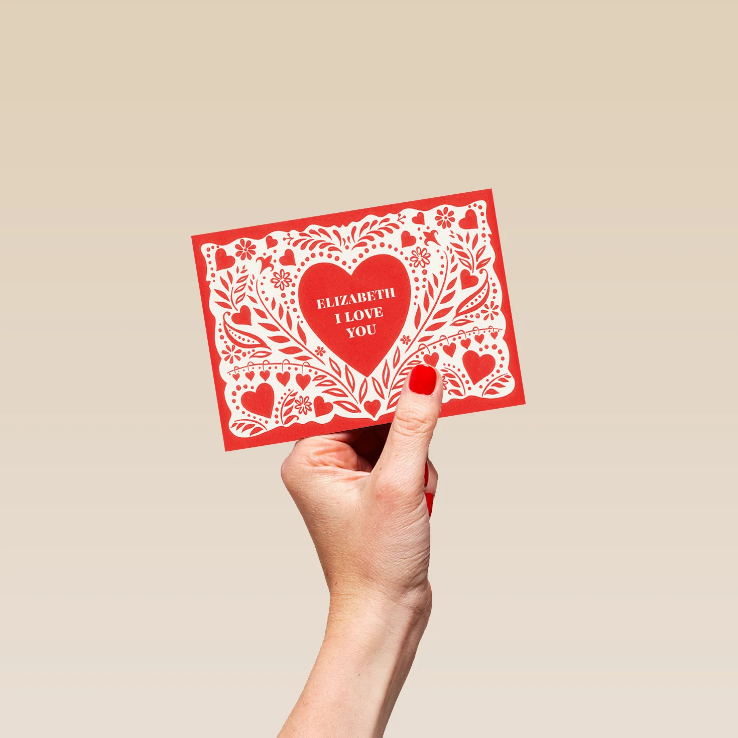 Personalised Red Heart & Florals Lacework Valentine's Day Card - Image 4