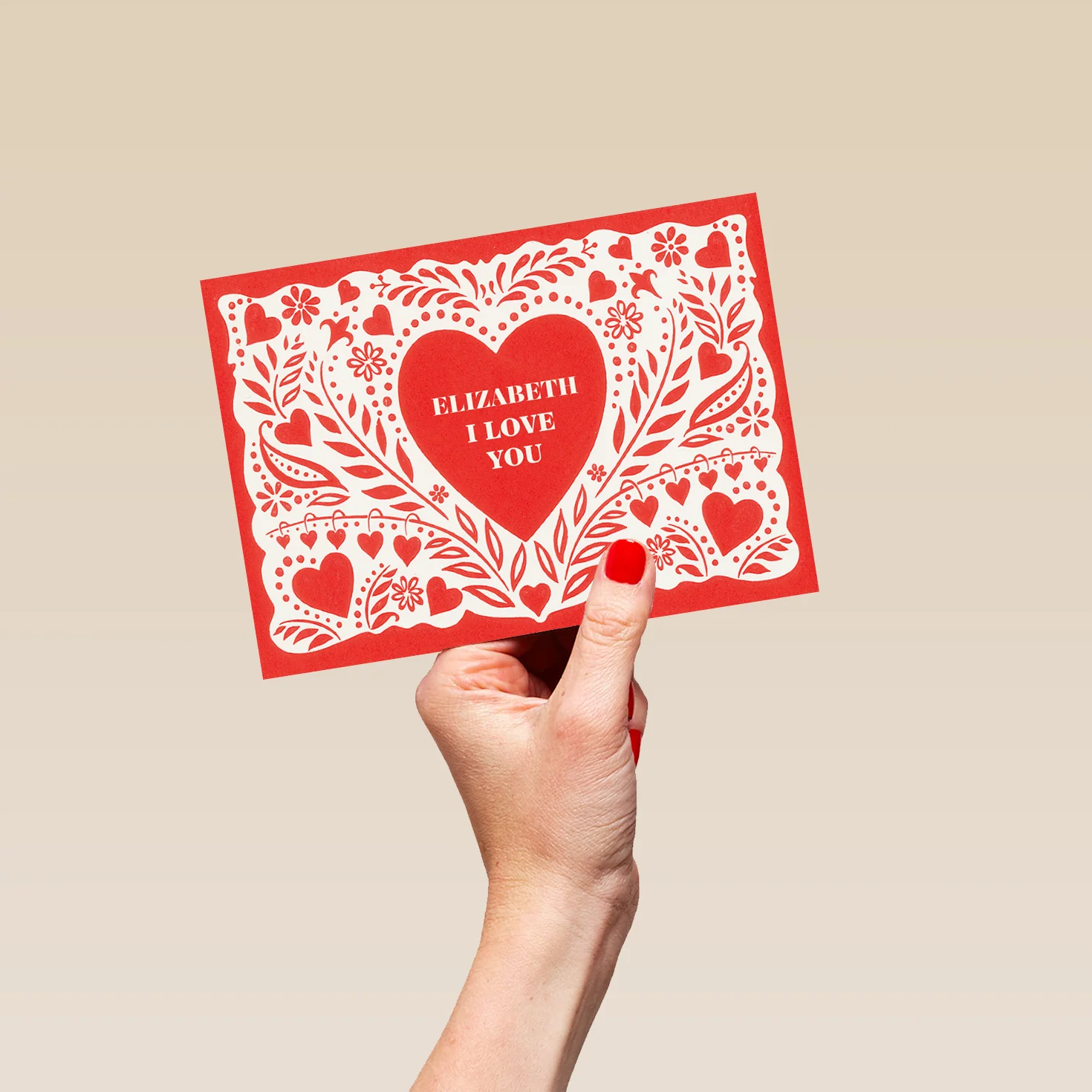 Personalised Red Heart & Florals Lacework Valentine's Day Card - Image 5