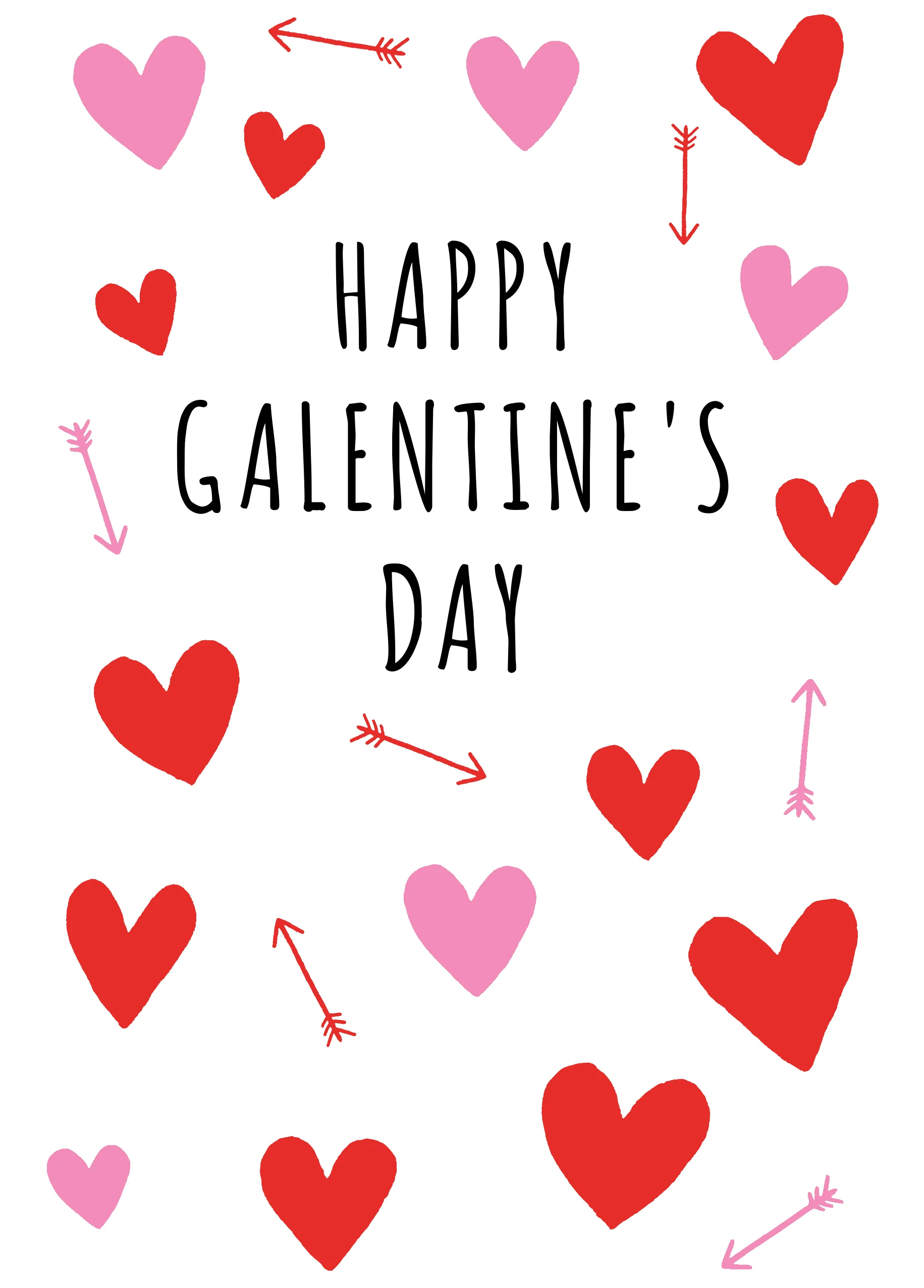 Personalised Red Love Hearts & Arrows Friend Galentine's Day Card