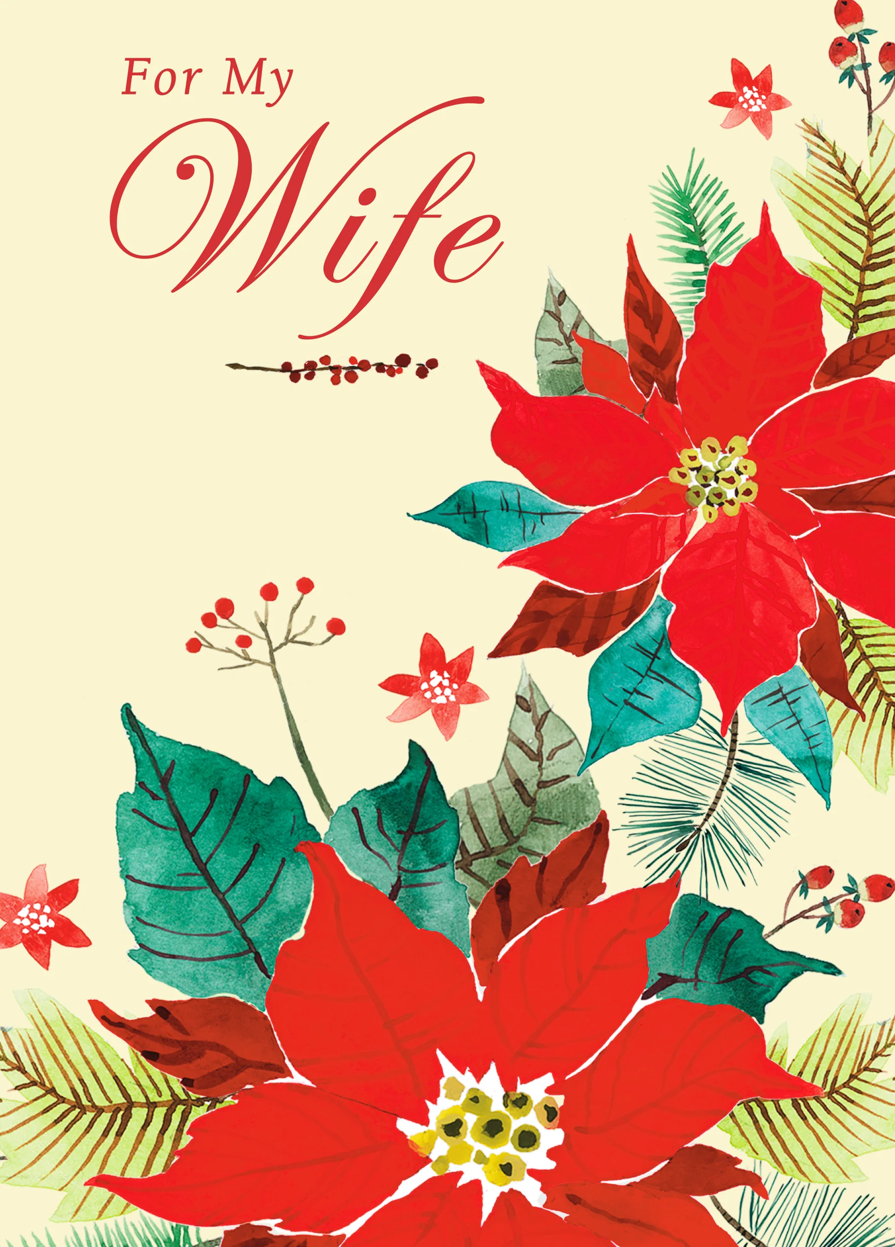 Personalised Red Poinsettia Flowers Christmas Card For Wife