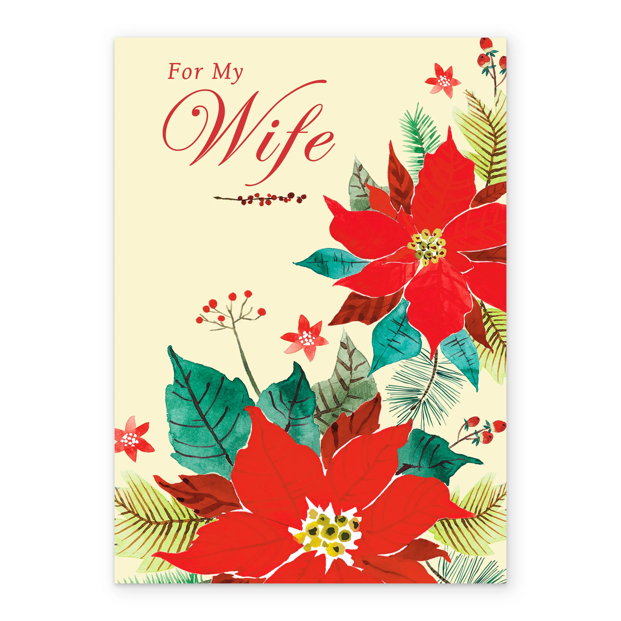 Personalised Red Poinsettia Flowers Christmas Card For Wife - Image 2