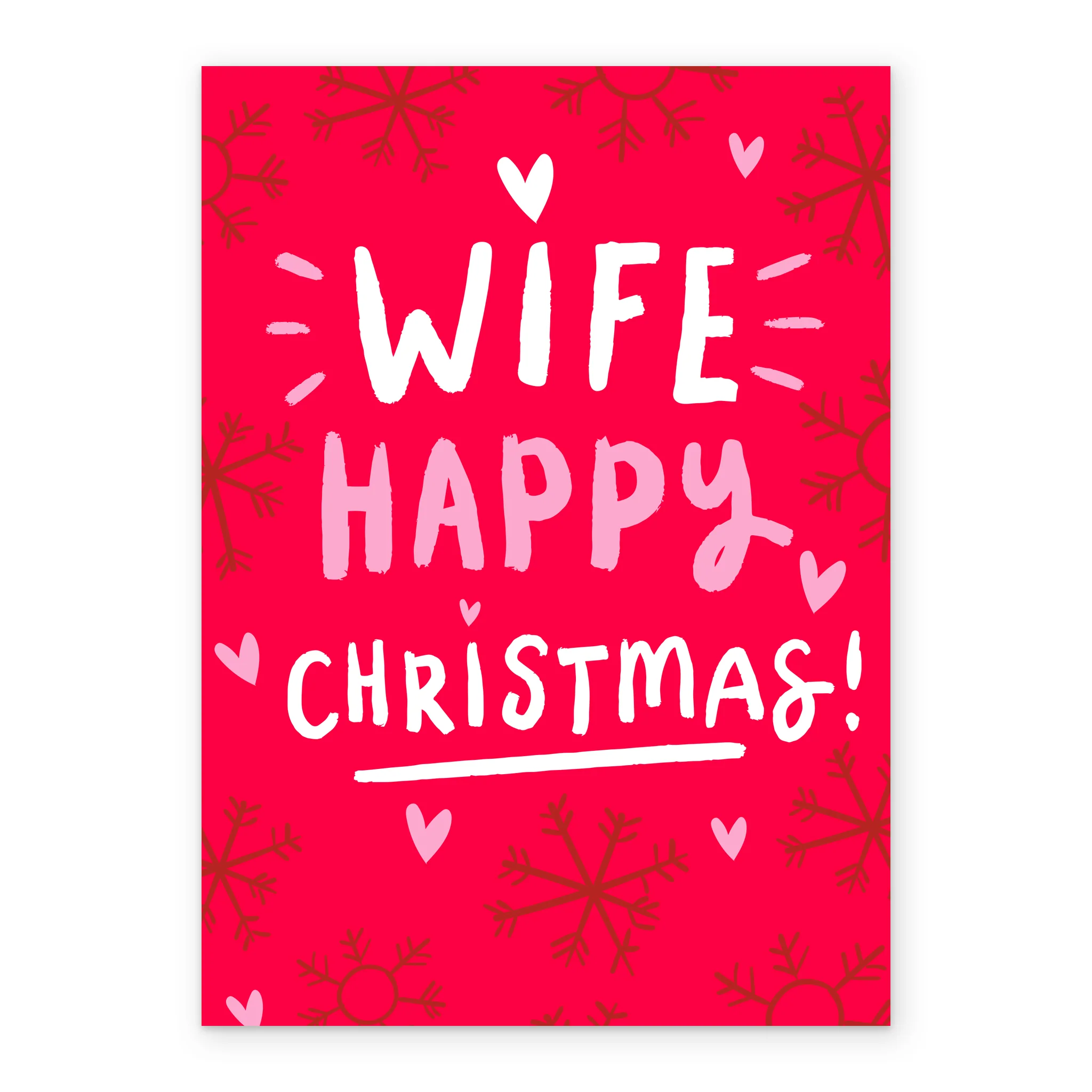 Personalised Red Snowflakes & Hearts Christmas Card for Wife - Image 2
