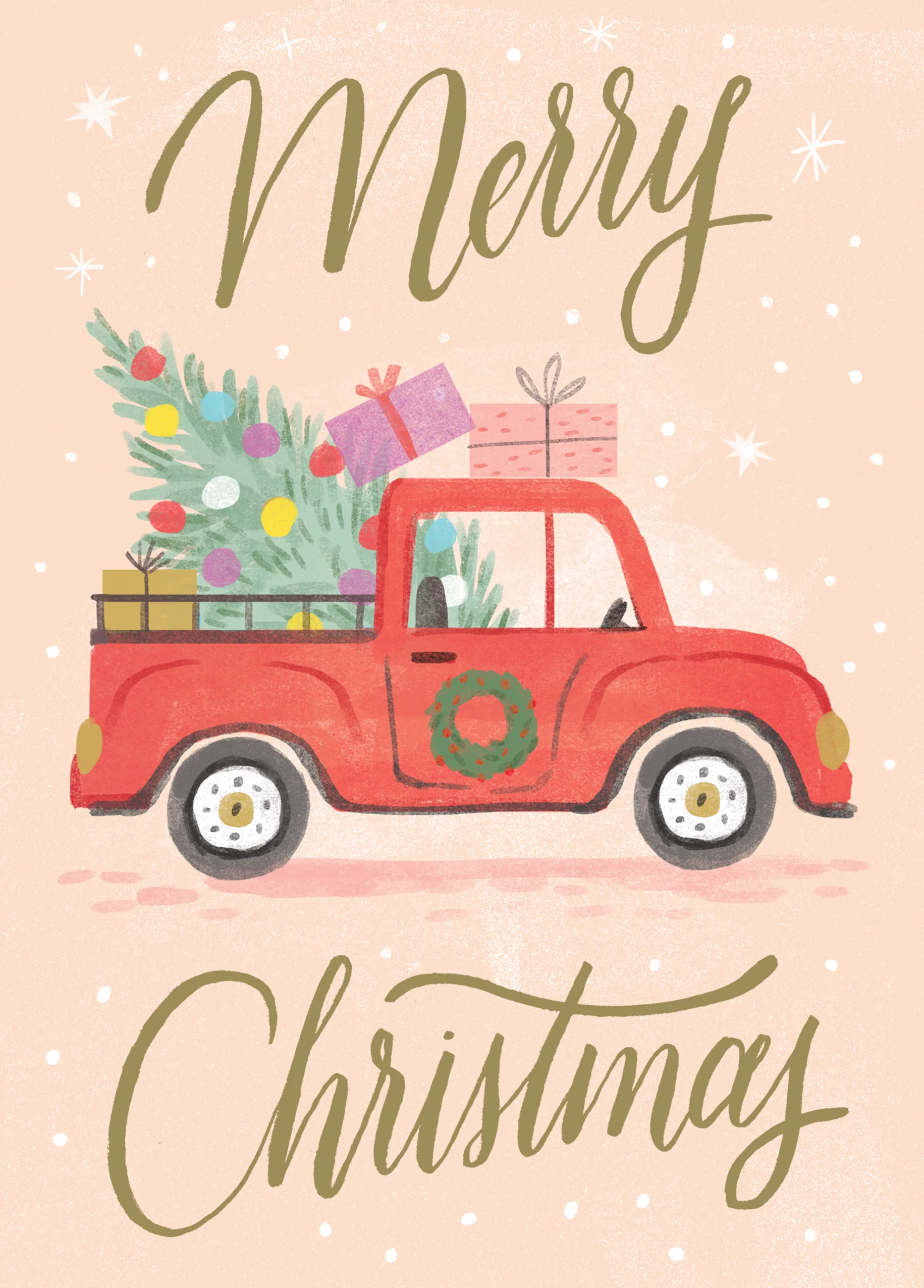 Personalised Red Truck with Gifts Christmas Card