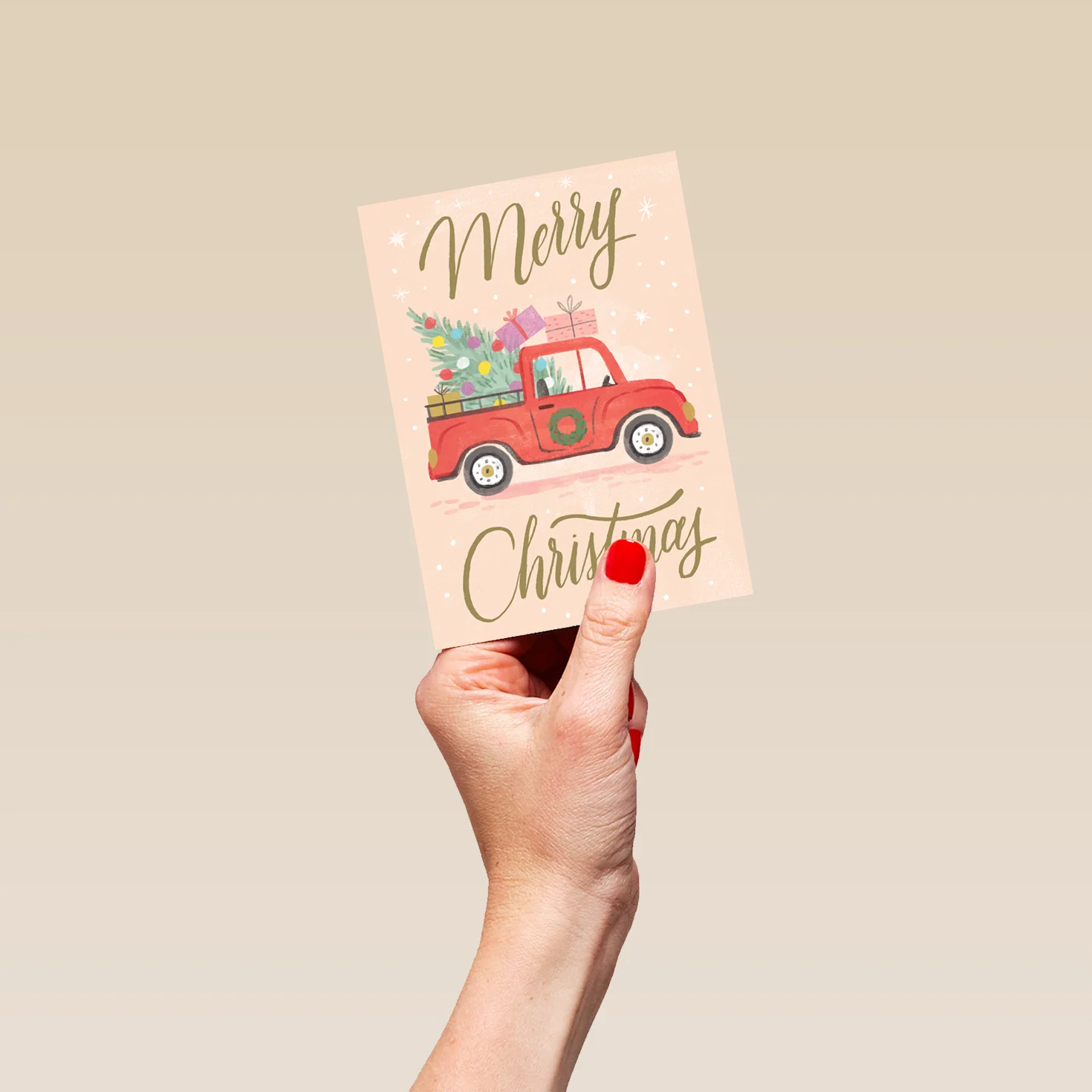 Personalised Red Truck with Gifts Christmas Card - Image 4