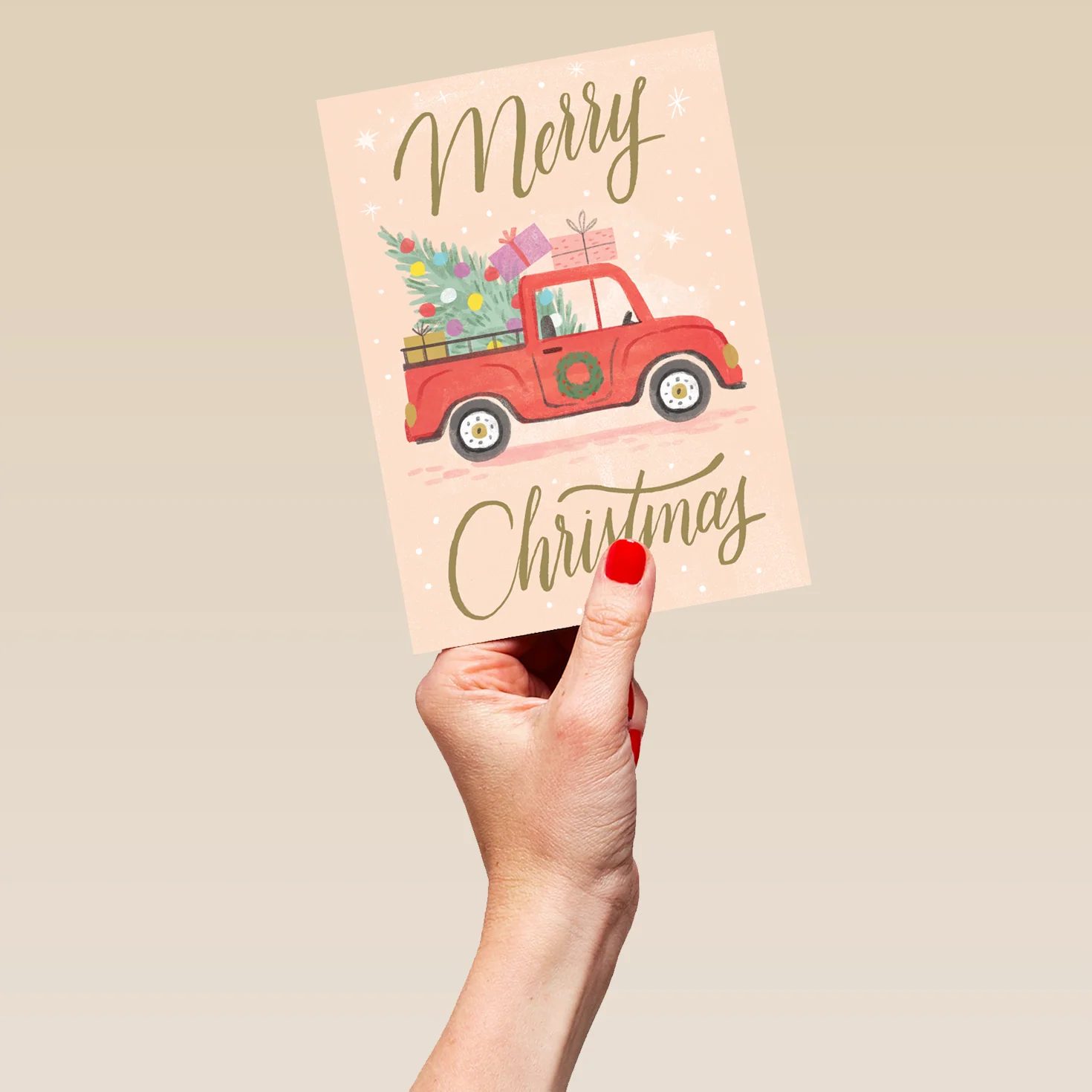 Personalised Red Truck with Gifts Christmas Card - Image 5
