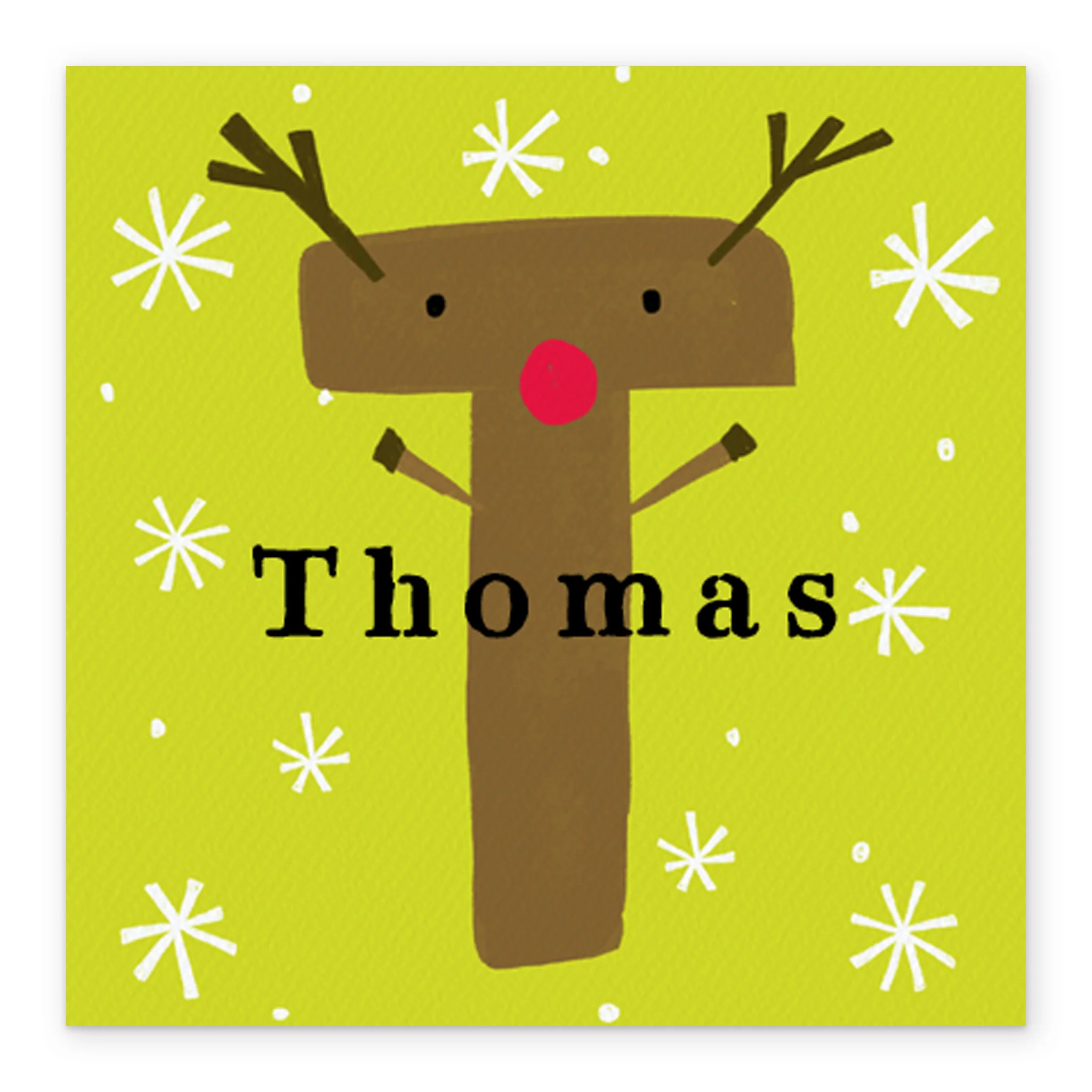 Personalised Reindeer Monogram Letter T Christmas Card - Image 2