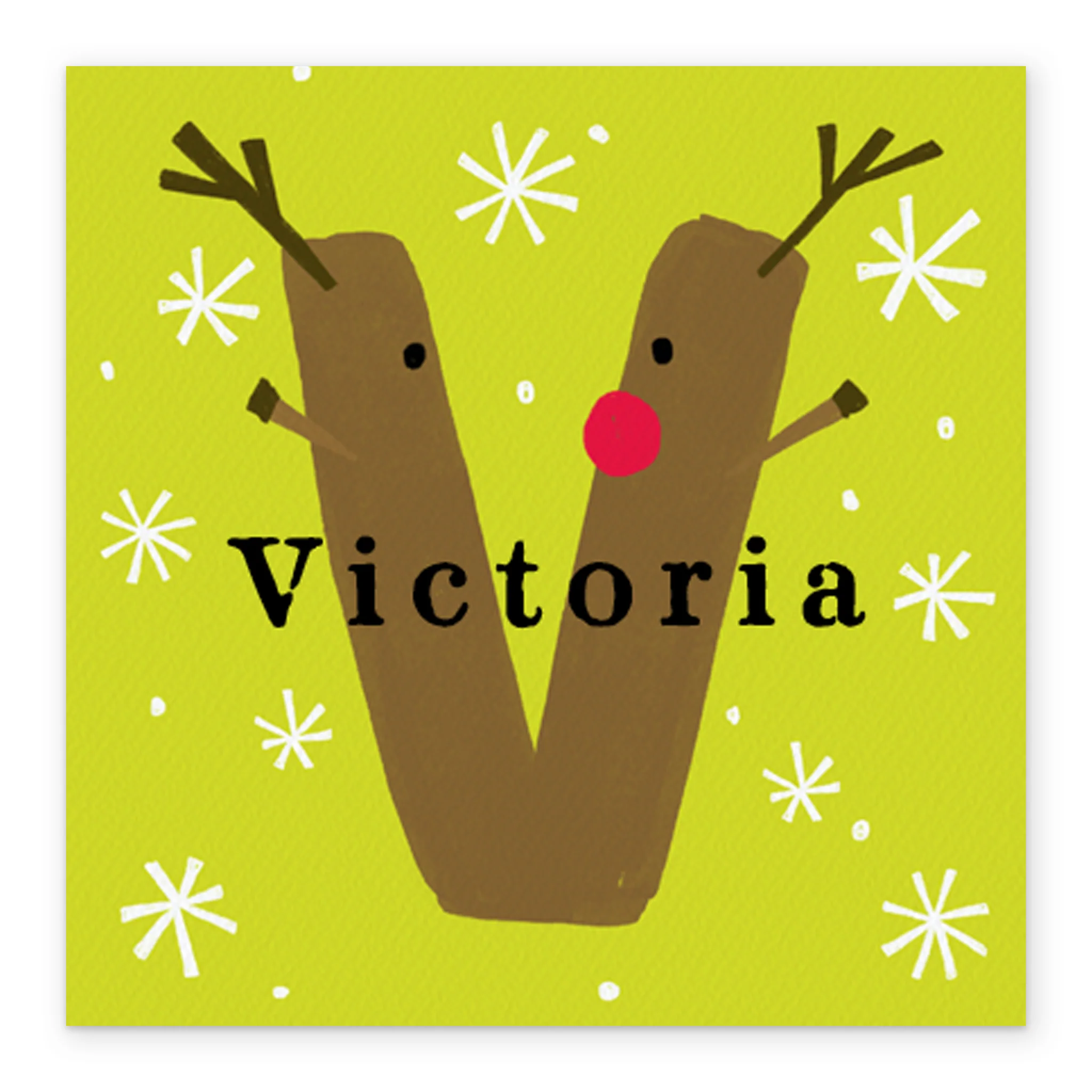 Personalised Reindeer Monogram Letter V Christmas Card - Image 2