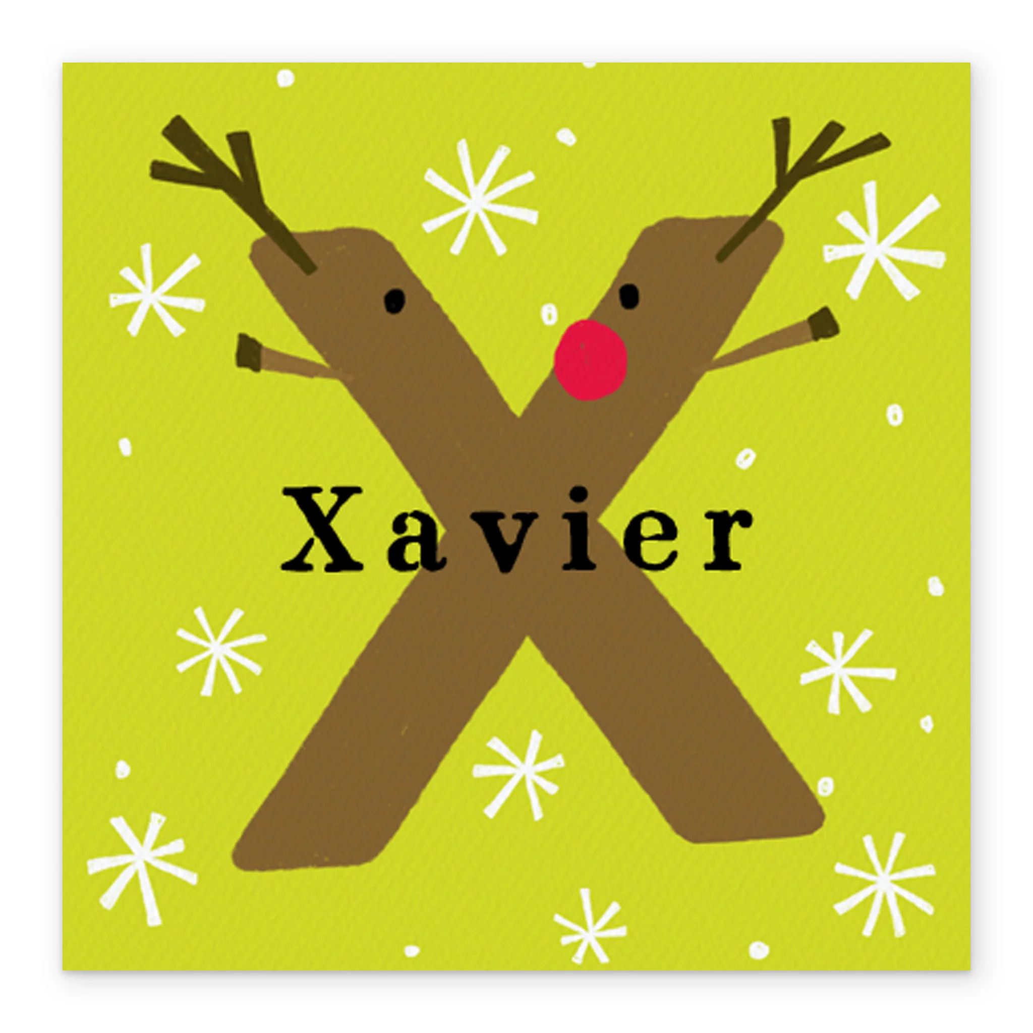 Personalised Reindeer Monogram Letter X Christmas Card - Image 2