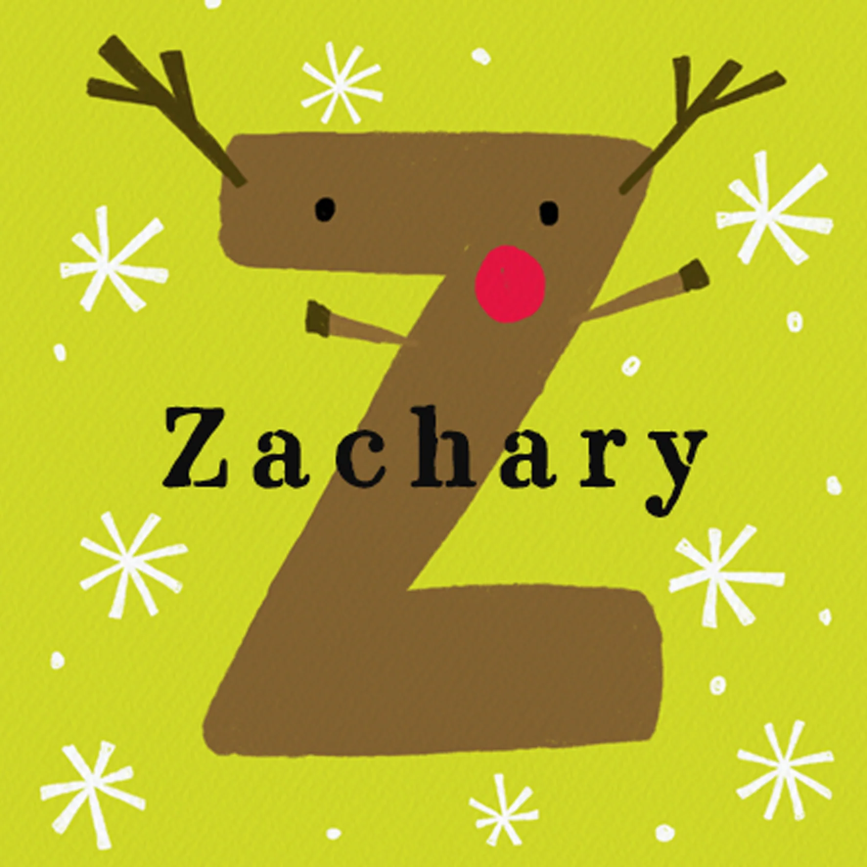 Personalised Reindeer Monogram Letter Z Christmas Card