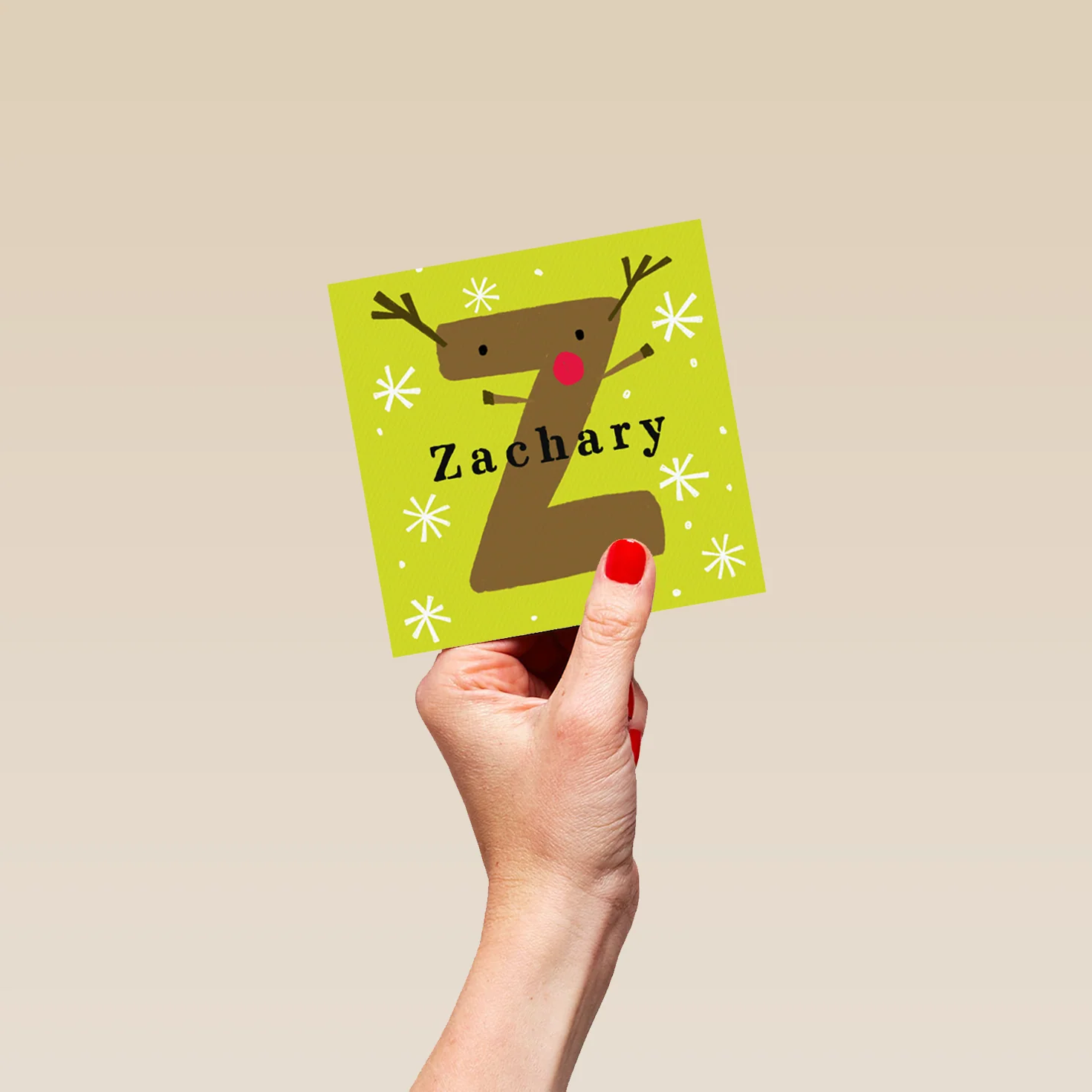 Personalised Reindeer Monogram Letter Z Christmas Card - Image 4
