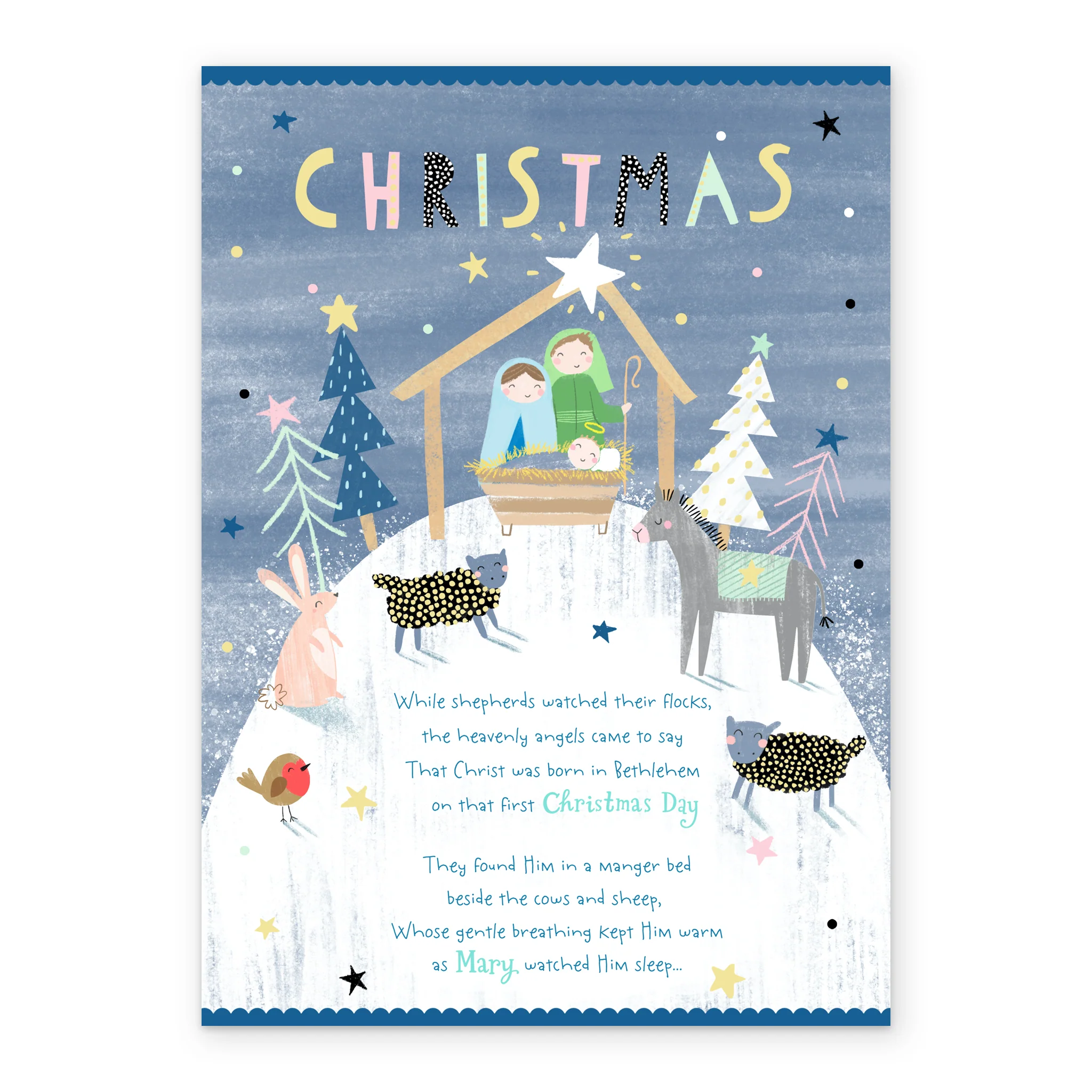 Personalised Religious Christmas Contemporary Cute Nativity Card - Image 2