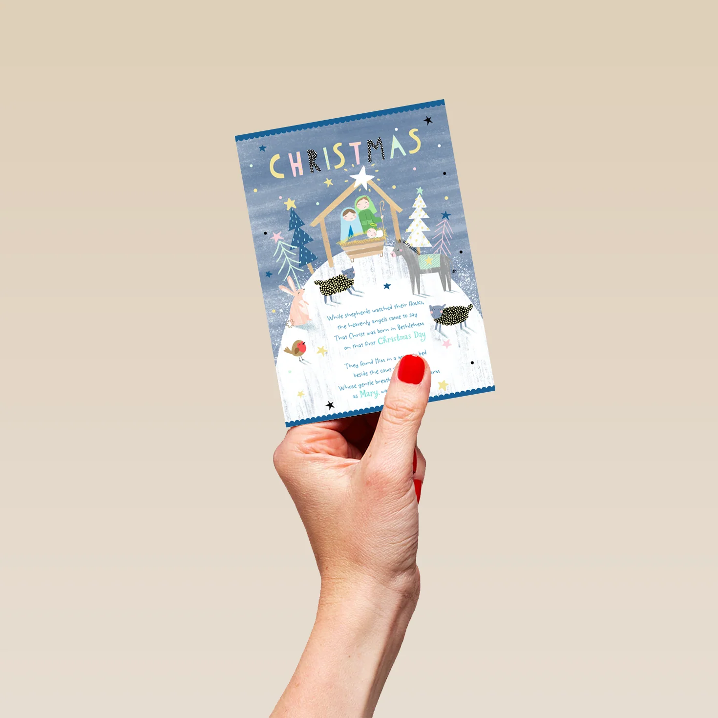 Personalised Religious Christmas Contemporary Cute Nativity Card - Image 4