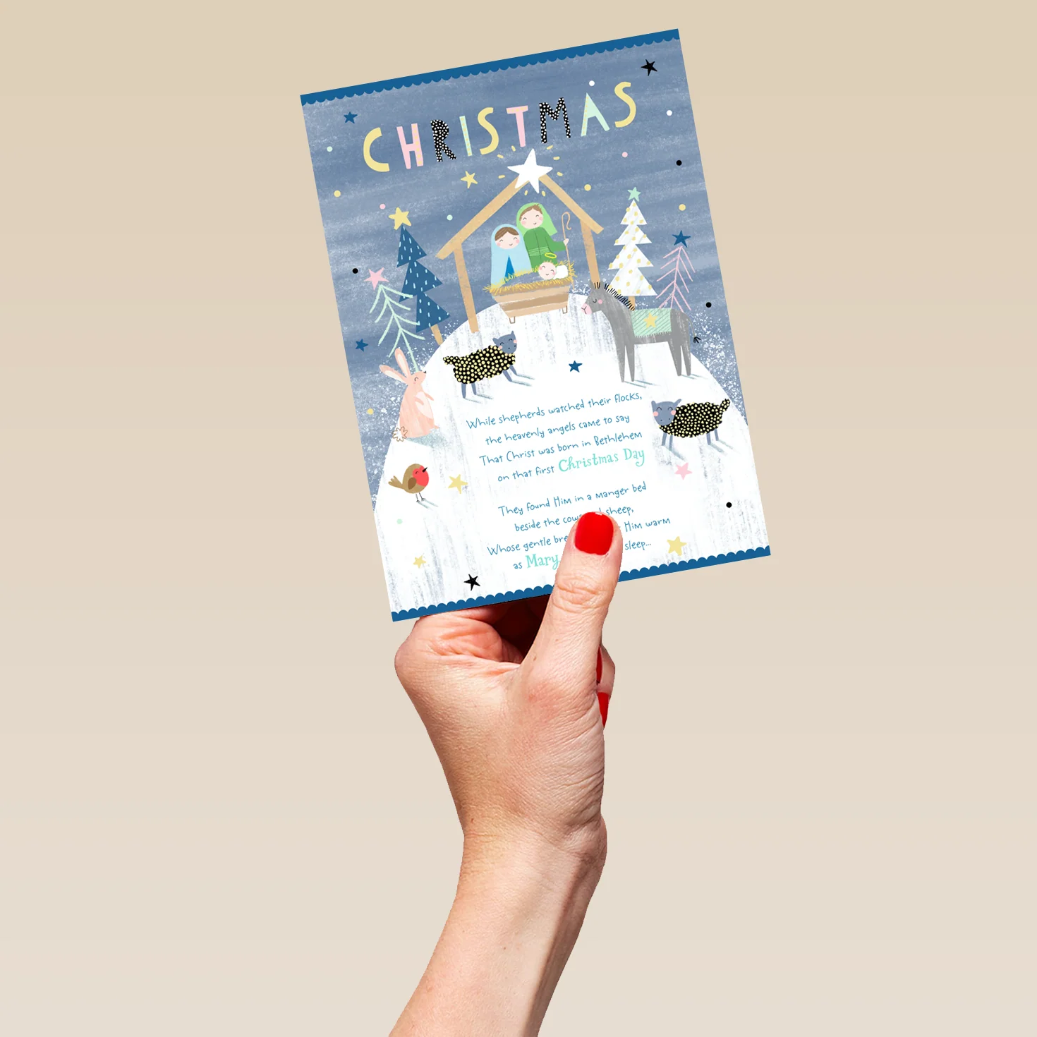 Personalised Religious Christmas Contemporary Cute Nativity Card - Image 5
