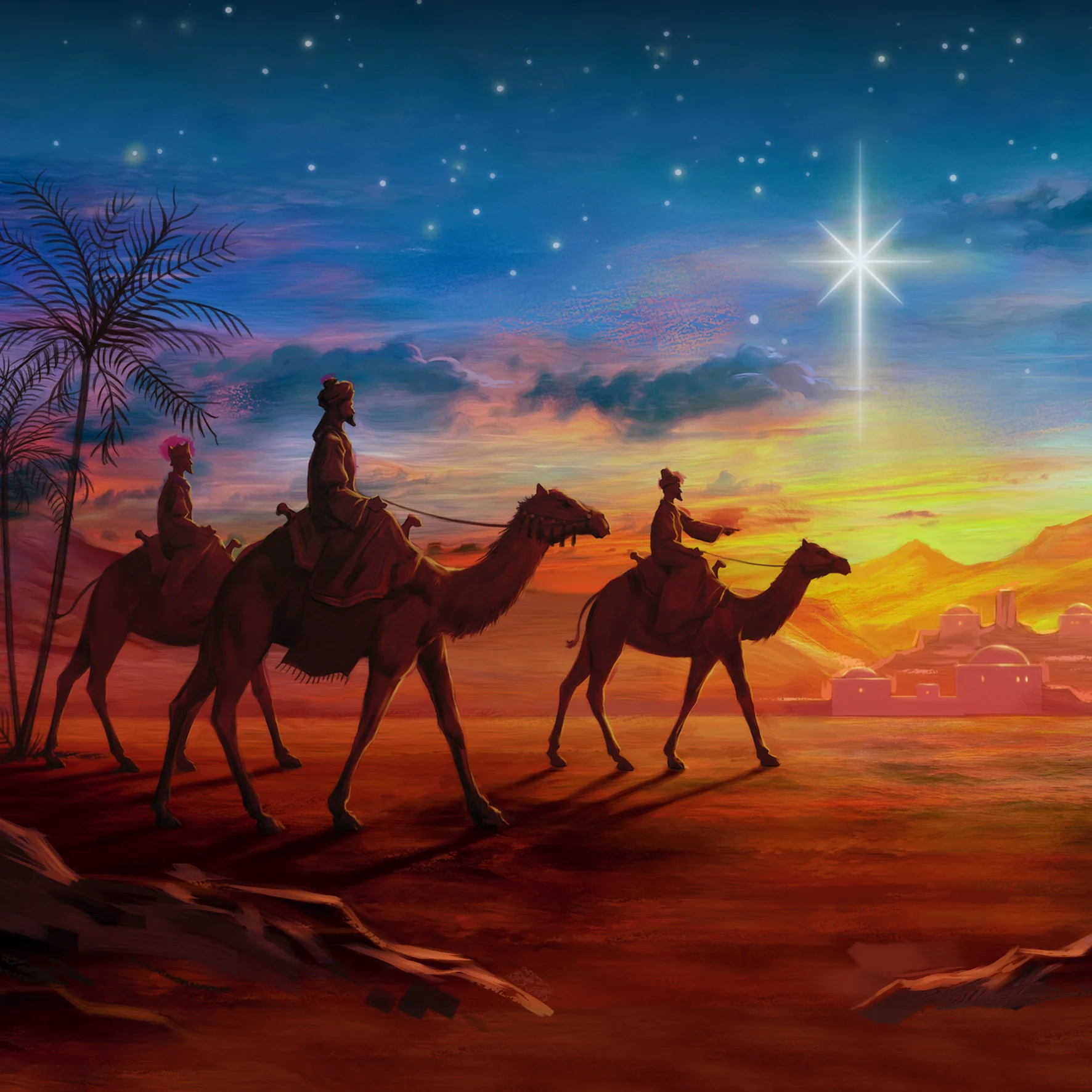 Personalised Religious Christmas Traditional Three Kings And Camels Card