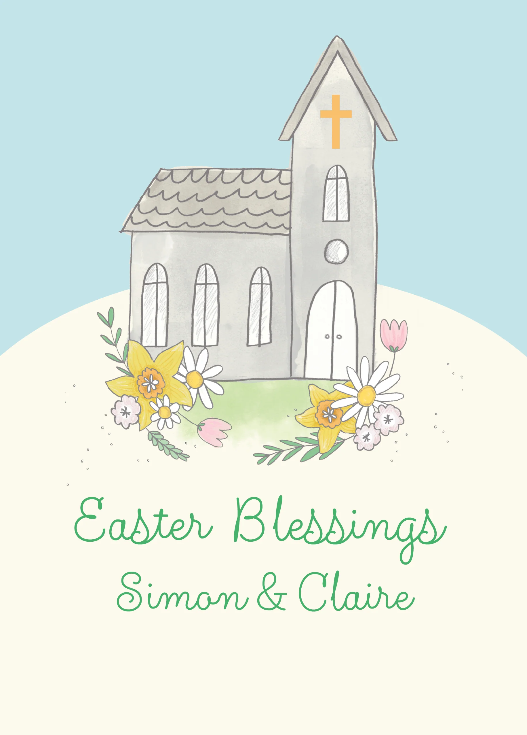 Personalised Religious Church Blessings Easter Card