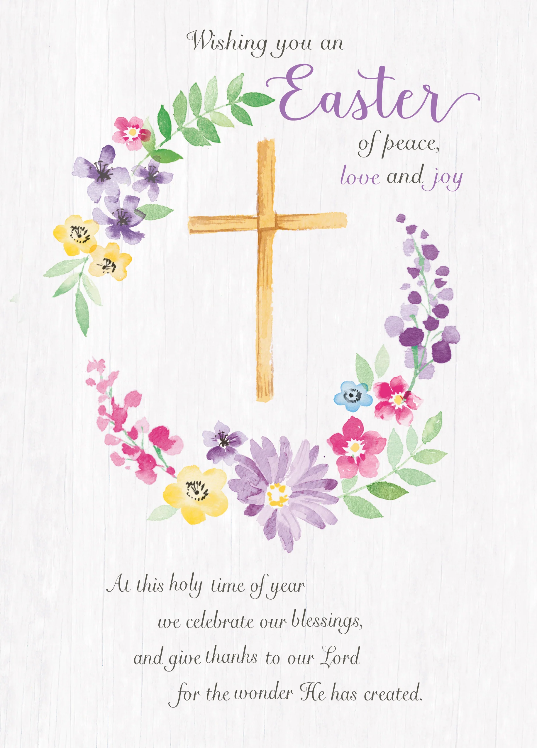 Personalised Religious Palm Cross and Floral Wreath Easter Card