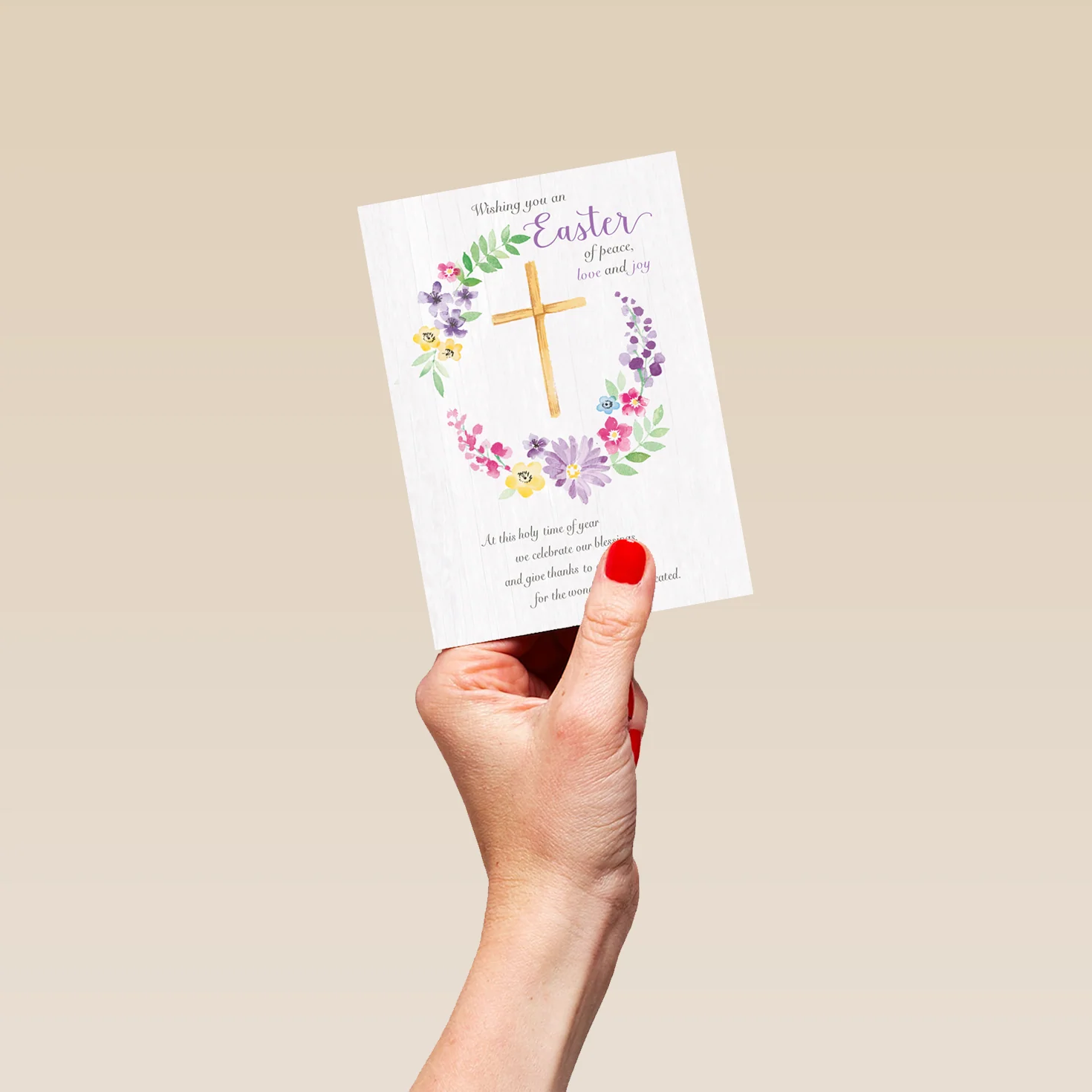 Personalised Religious Palm Cross and Floral Wreath Easter Card - Image 4