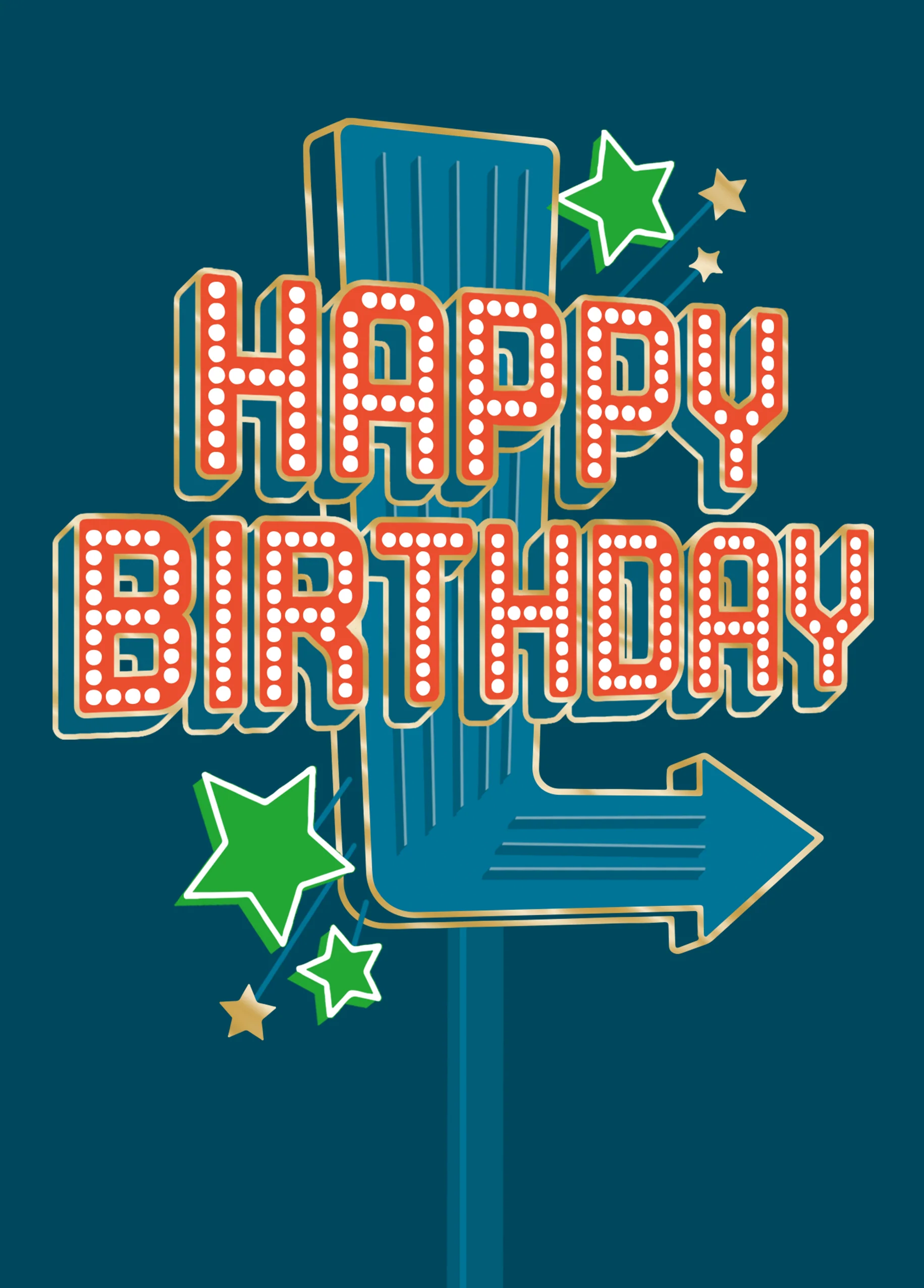 Personalised Retro Style 'Electric Signpost' Illustrated Birthday Card