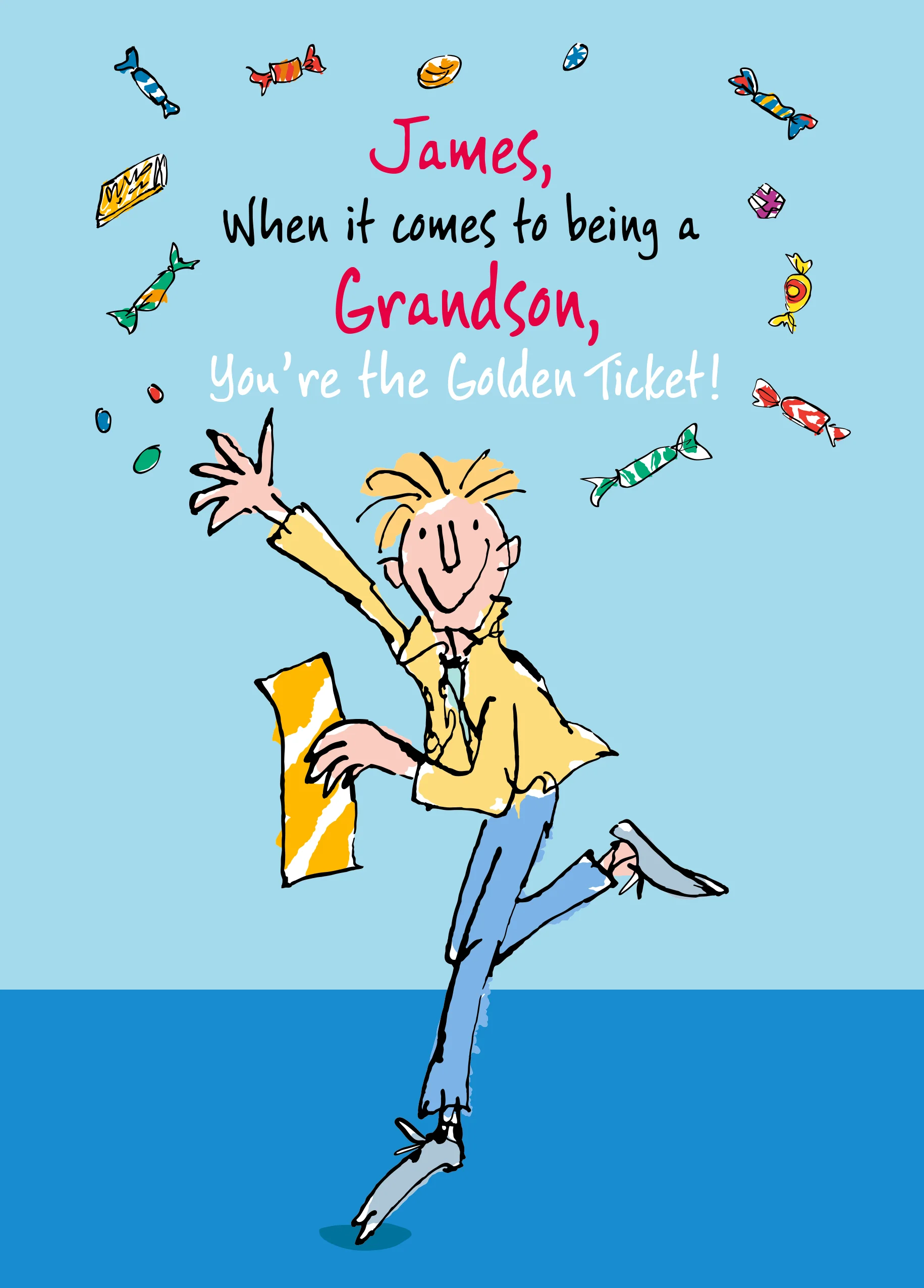 Personalised Roald Dahl's Charlie and the Chocolate Factory Grandson Birthday Card