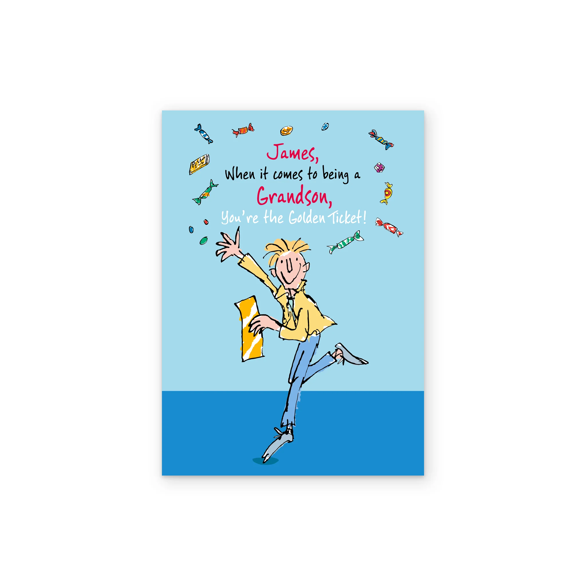 Personalised Roald Dahl's Charlie and the Chocolate Factory Grandson Birthday Card - Image 2