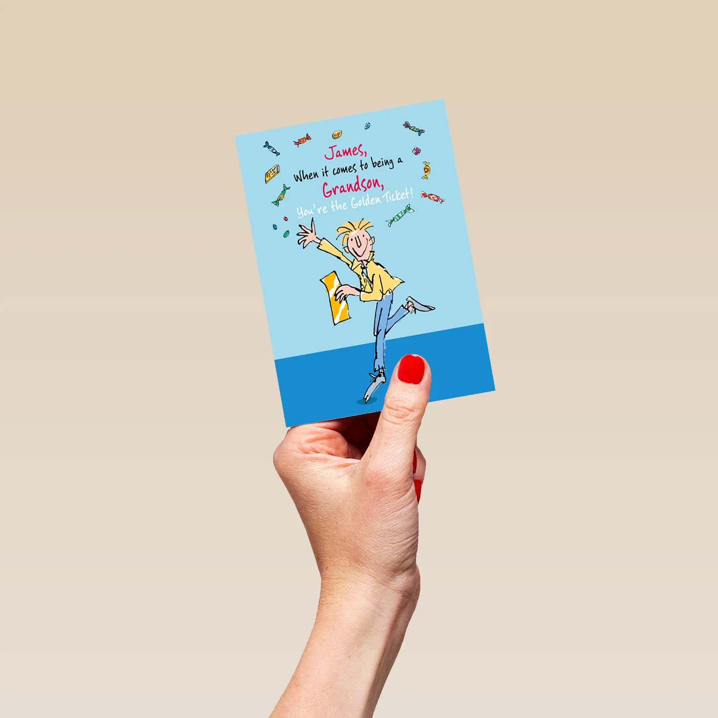 Personalised Roald Dahl's Charlie and the Chocolate Factory Grandson Birthday Card - Image 4
