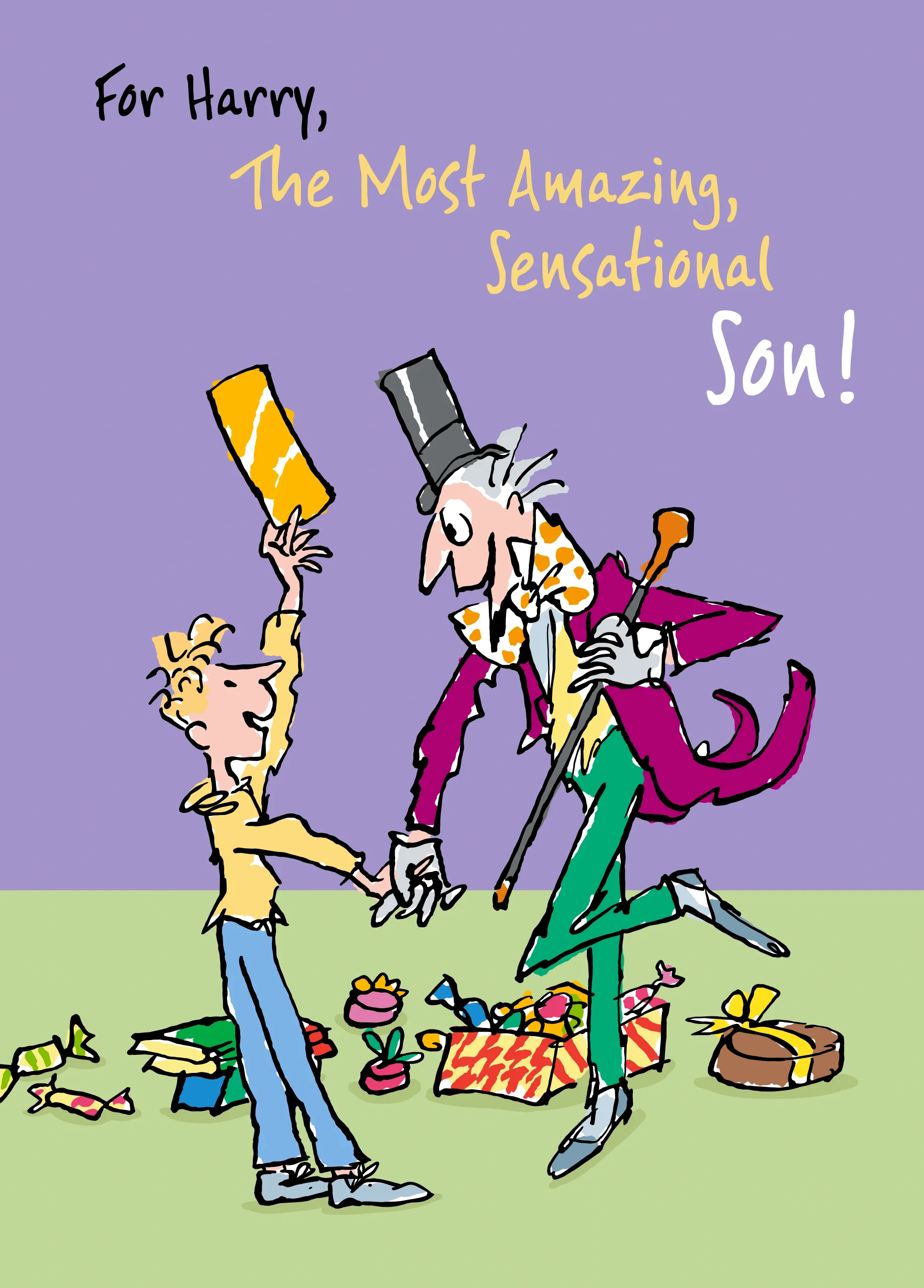 Personalised Roald Dahl's Charlie and the Chocolate Factory Son Birthday Card