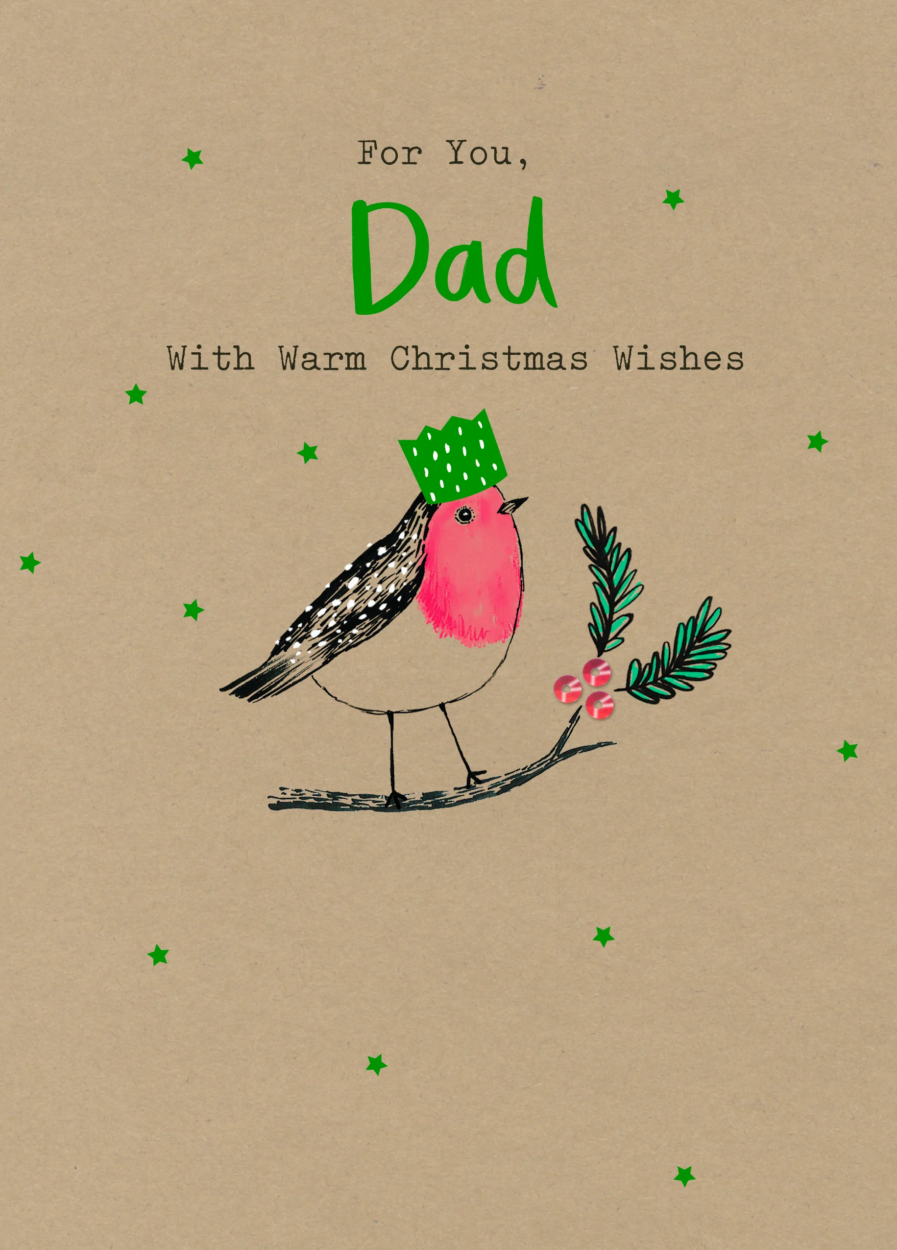 Personalised Robin Christmas Card For Dad