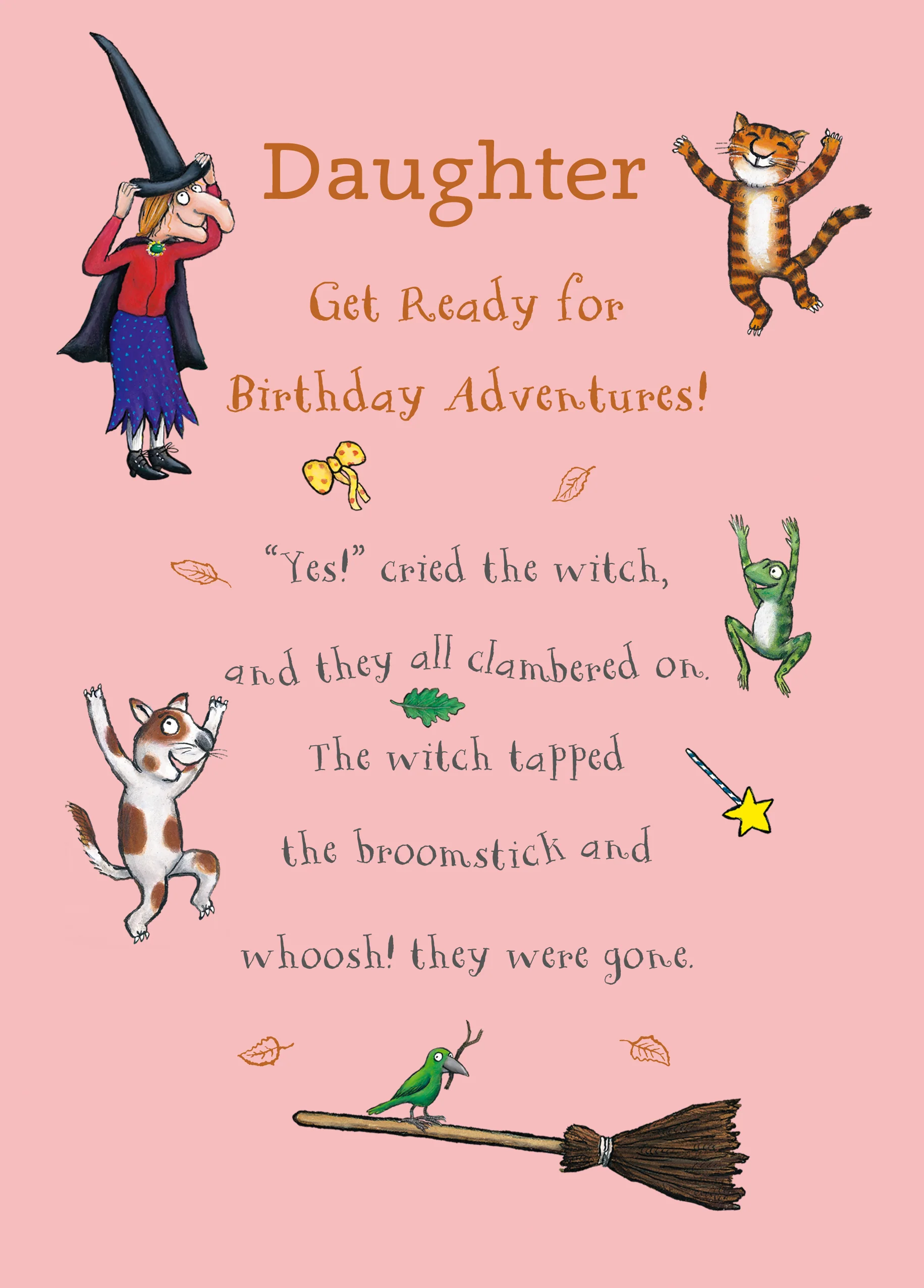 Personalised Room on the Broom Birthday Card for Daughter
