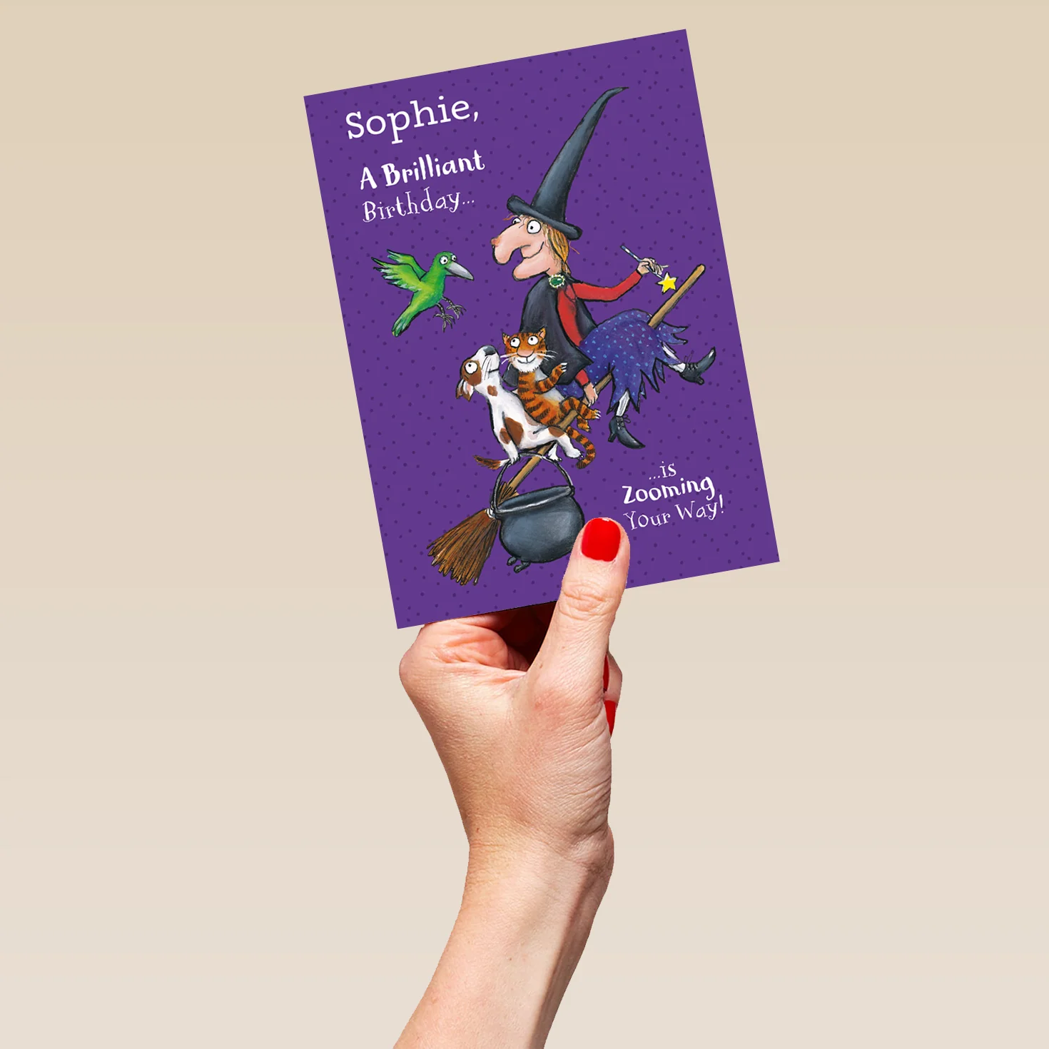Personalised Room on the Broom Kids' Birthday Card - Image 5