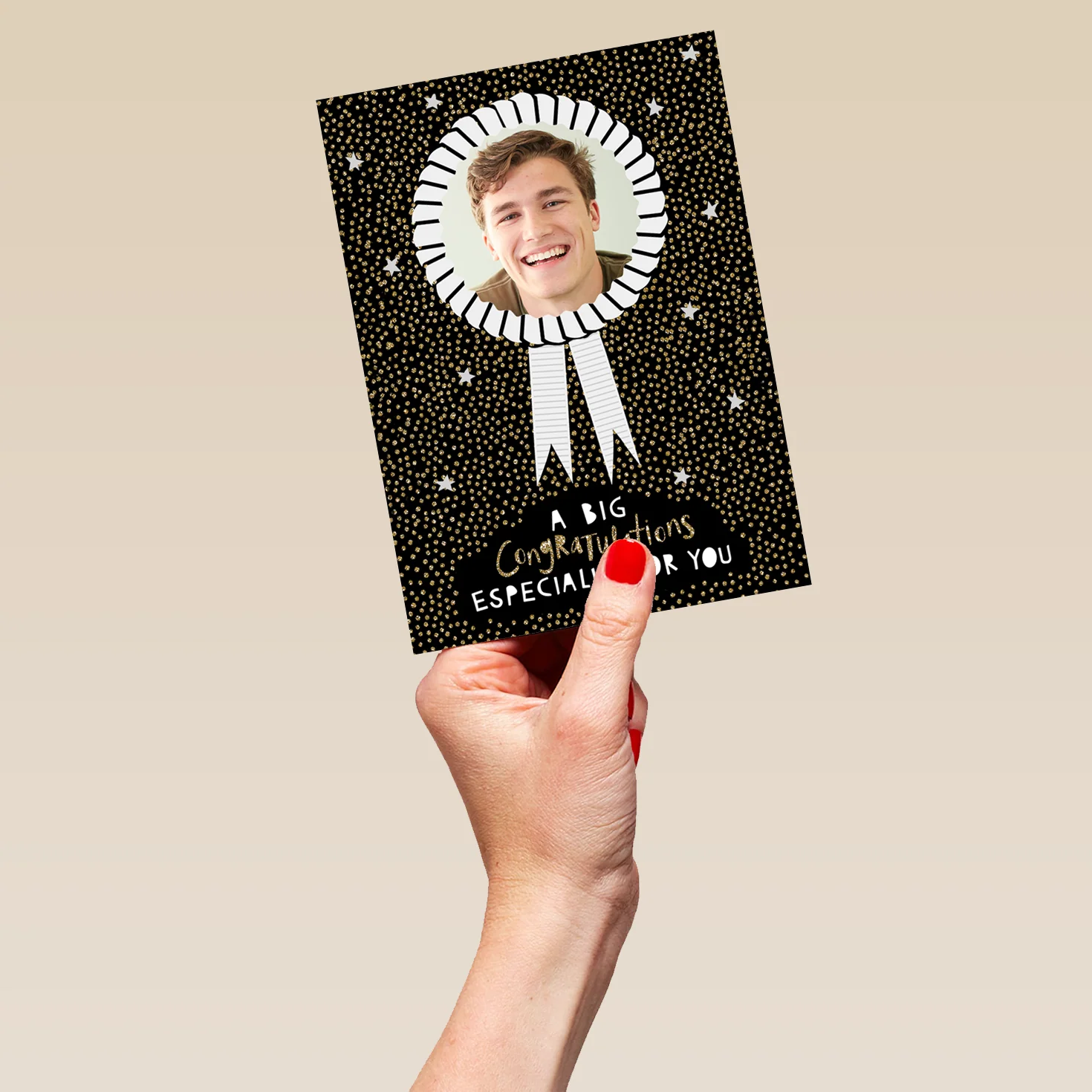 Personalised Rosette Design Photo Upload Congratulations Card - Image 5