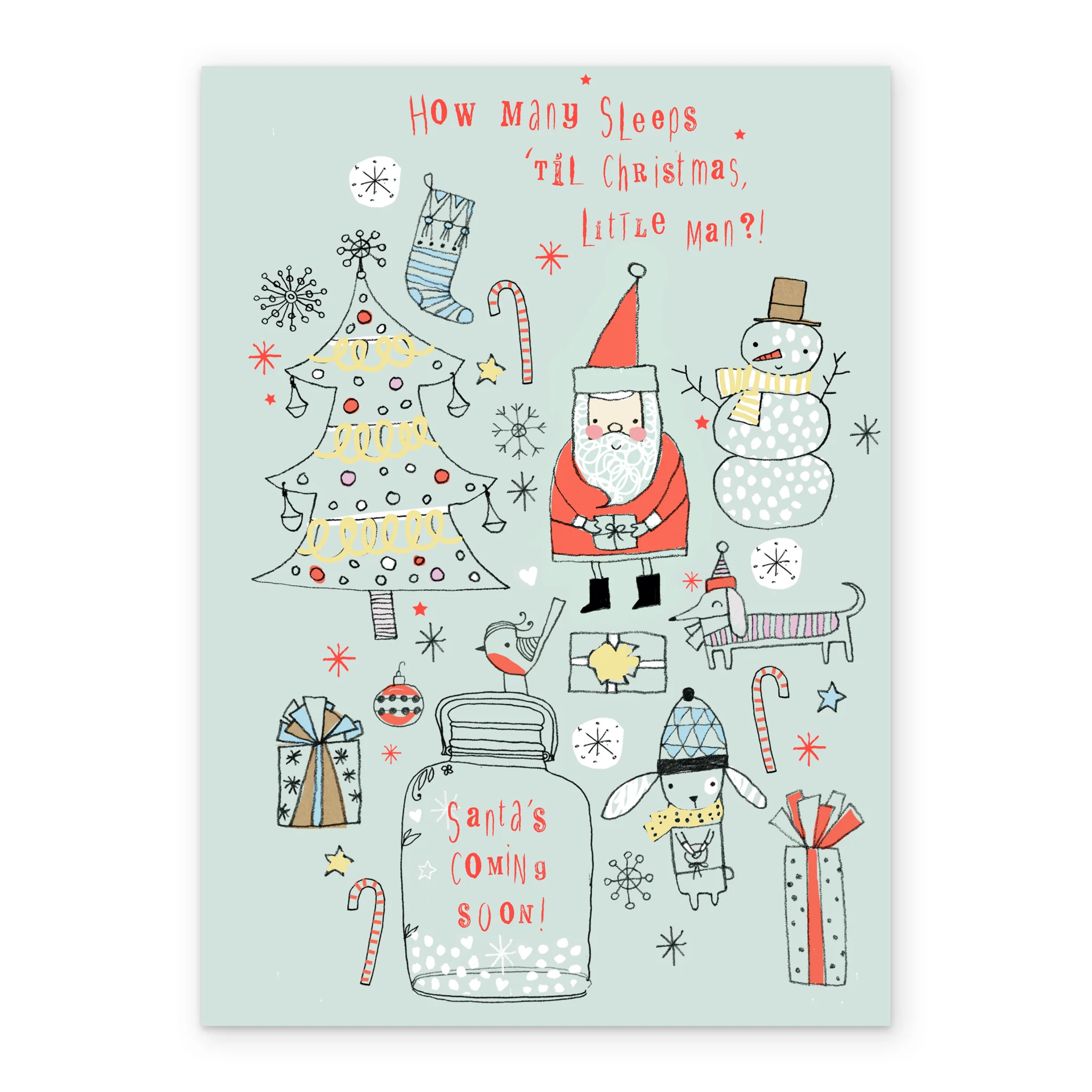 Personalised Santa And Snowman Little Man Christmas Card - Image 2