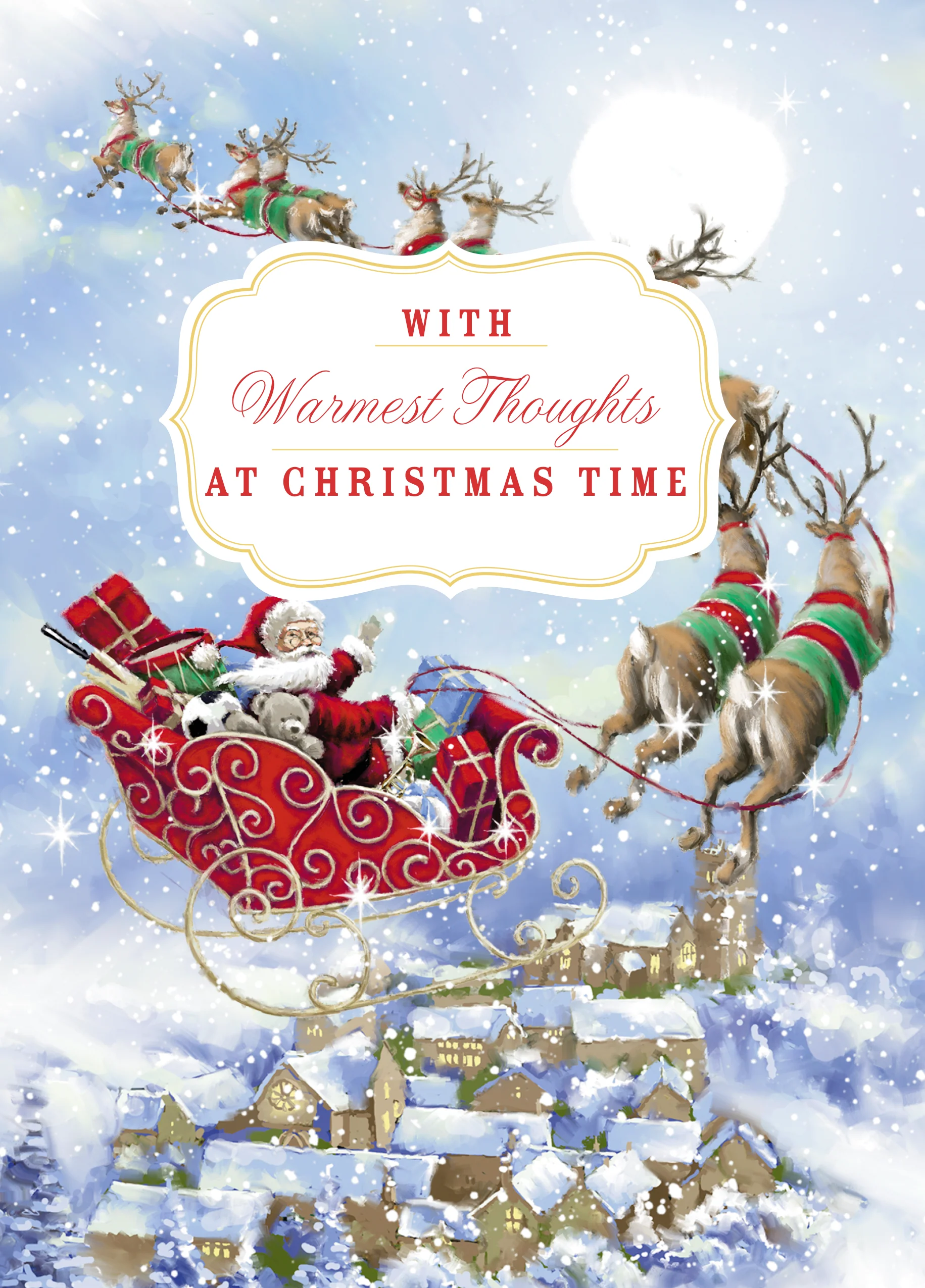 Personalised Santa Reindeer Sleigh Christmas Card